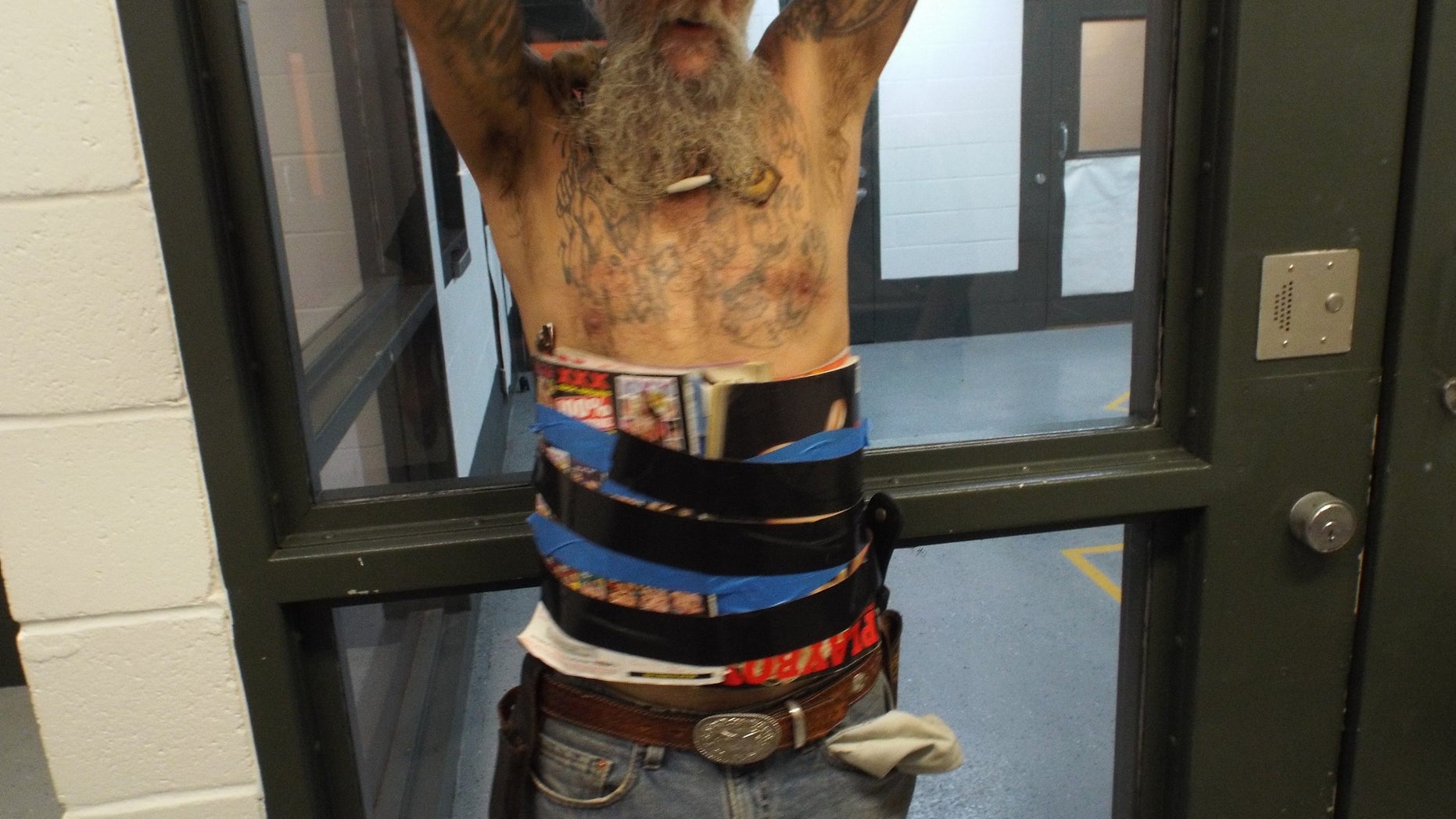 Donald Gaither was arrested after he attempted to start a knife fight with his neighbor.