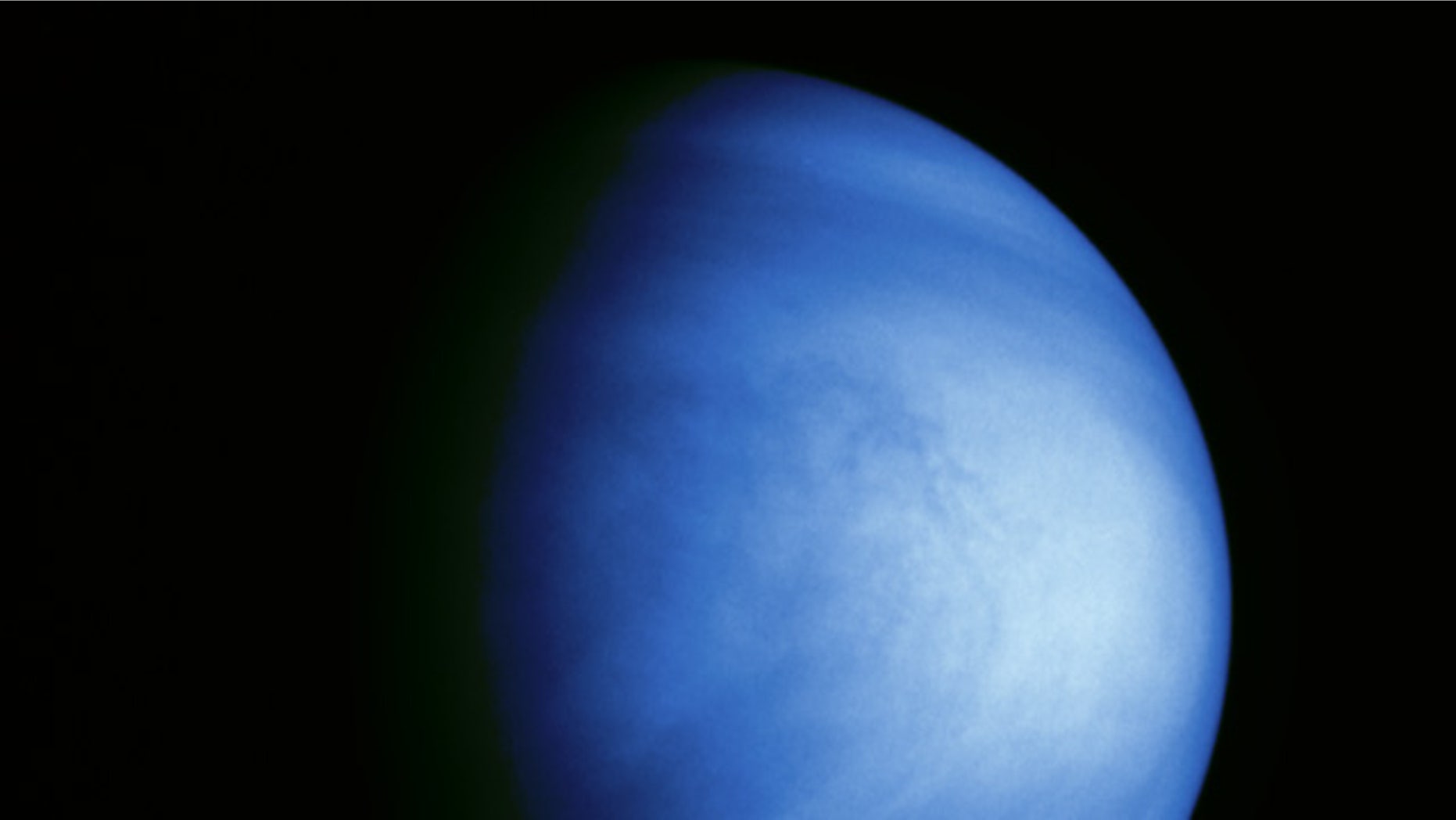 A colorized picture of Veunus February 14th, 1990, from a distance of almost 1.7 million miles, about 6 days after Galileo's closest approach to the planet.