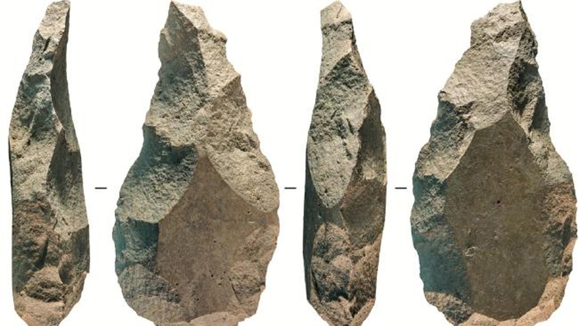 The large tools are consistent with a culture known as Acheulean. (Credit: Eduardo Mendez Quintas)