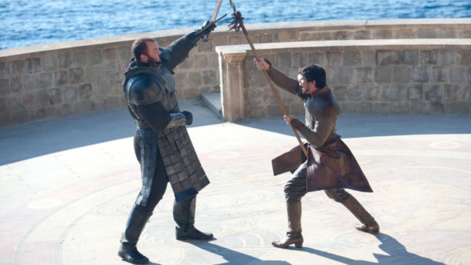 Duel to the Death: The Mountain (Hafthor Julius Bjornsson) squares off against Oberyn Martell (Pedro Pascal) (Courtesy HBO)