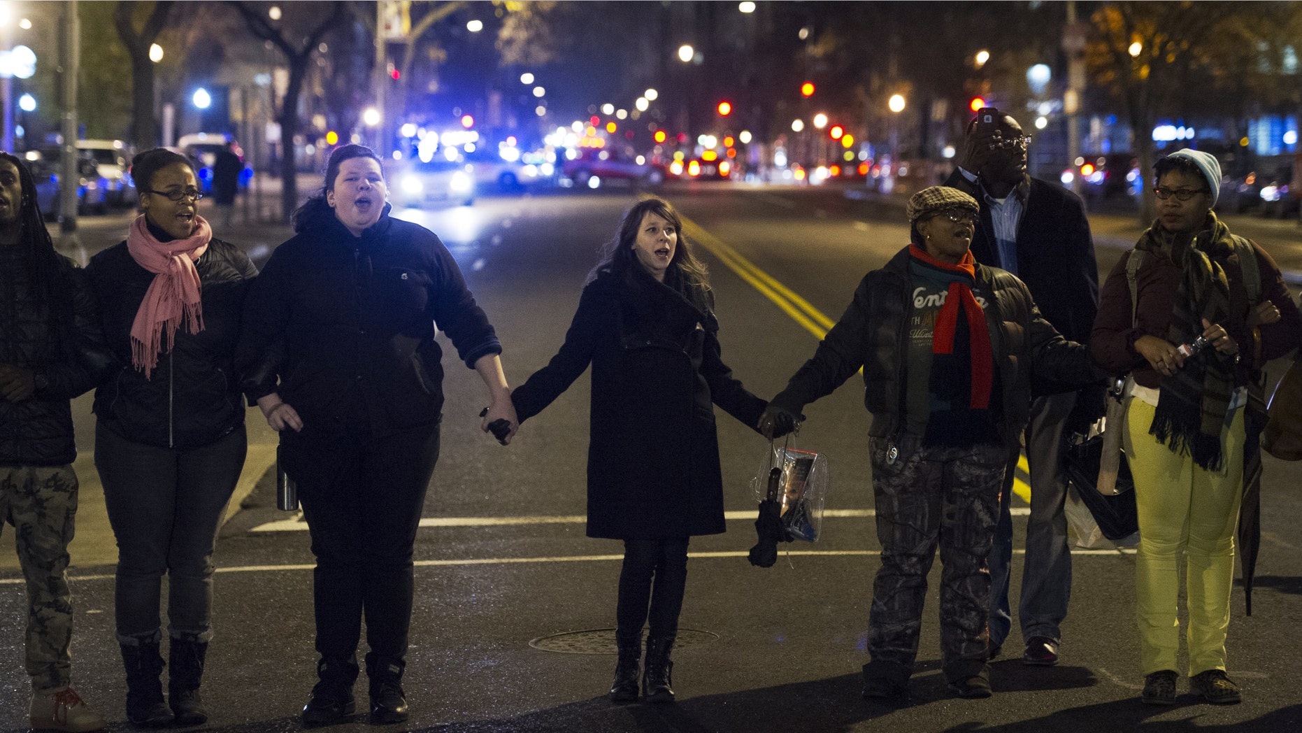 Dec. 5, 2014: Protestors block an intersection in downtown Washington.