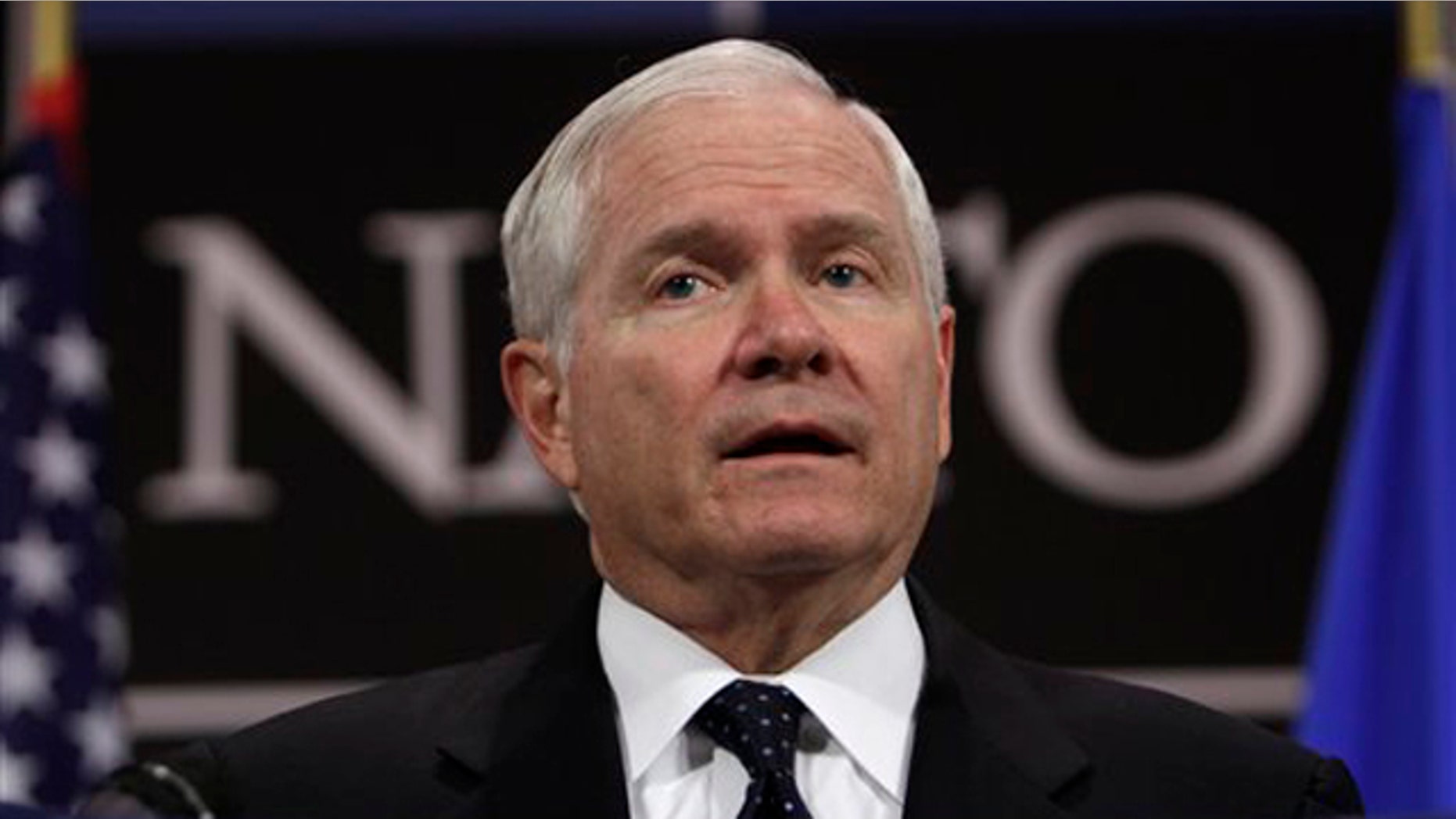 Defense Secretary Robert Gates speaks during a media conference after a meeting of NATO defense ministers at NATO headquarters in Brussels June 9.