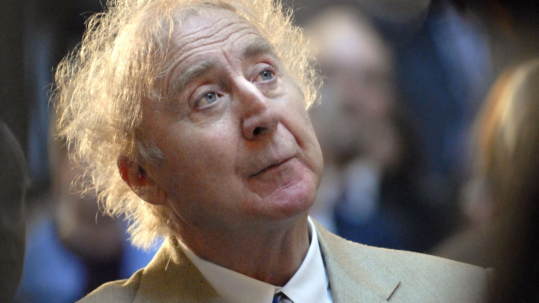 FILE - In this April 9, 2008 file photo, actor Gene Wilder listens as he is introduced to receive the Governor's Awards for Excellence in Culture and Tourism at the Legislative Office Building in Hartford, Conn. Wilder, who starred in such film classics as "Willy Wonka and the Chocolate Factory" and "Young Frankenstein" has died. He was 83. (AP Photo/Jessica Hill, File)