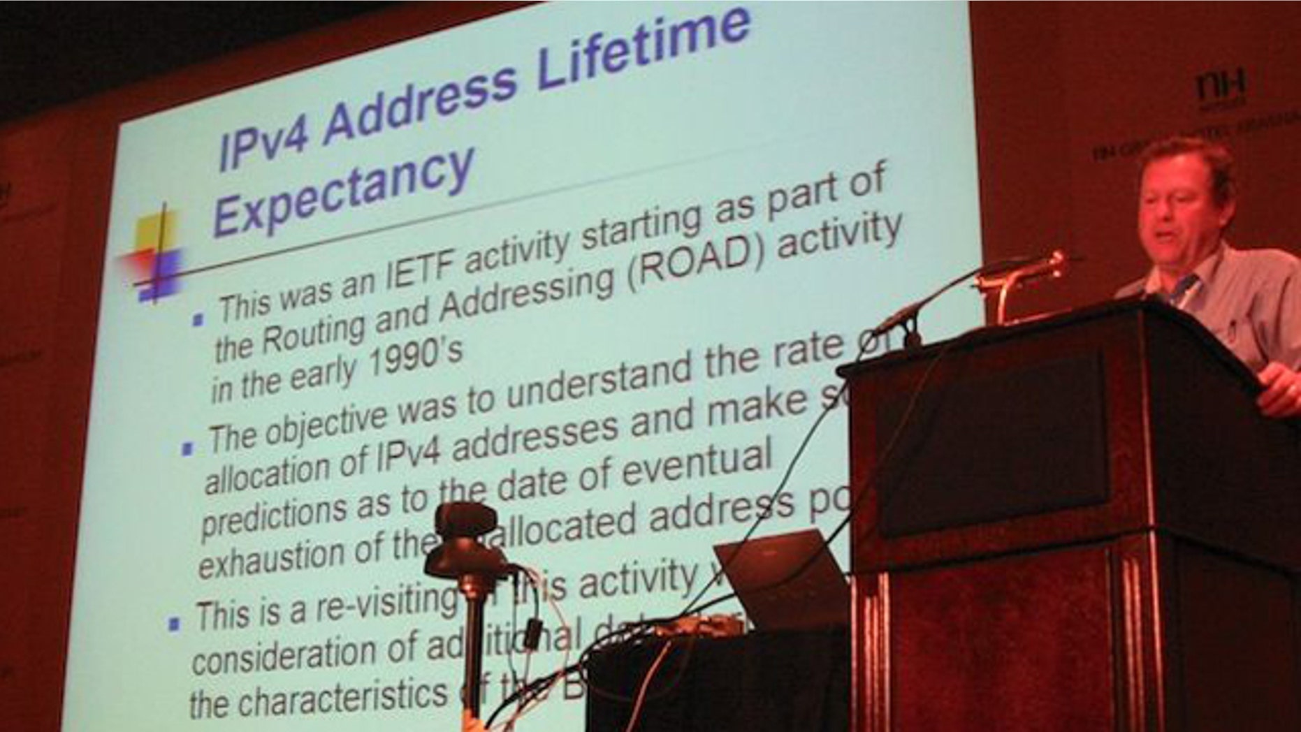 In 2003, Geoff Huston gave a presentation titled "IPv4 Address Lifetime Expectancy Revisited" where he showed the trends in IP address deployment, and used a simple model to extrapolate these trends to predict the moment the last IP address would be used up.