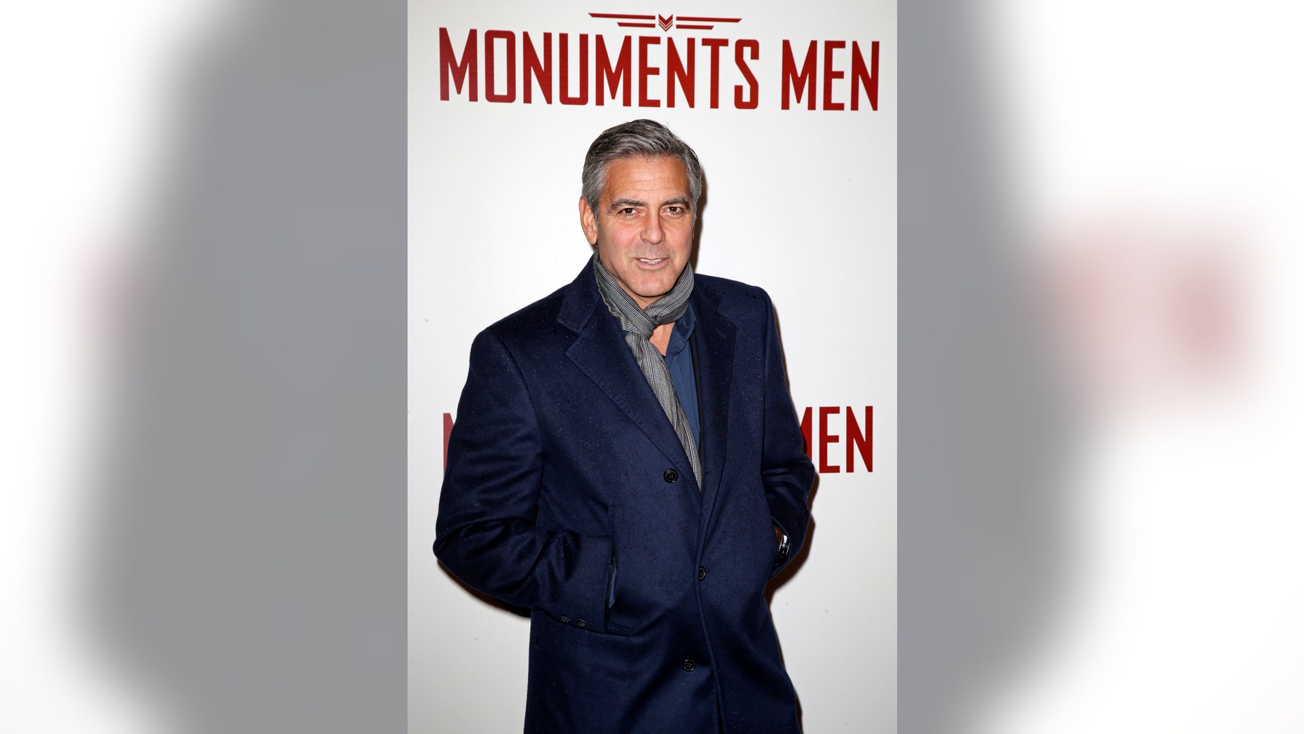 february 12, 2014. Actor George Clooney arrives arrives for the French premiere of the film "The Monuments Men" in Paris.