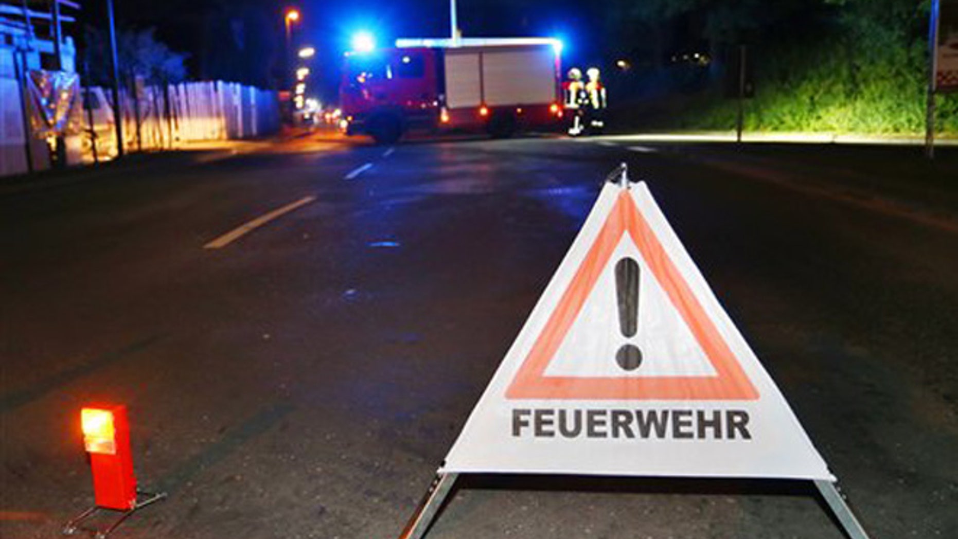 July 18, 2016: A firetruck blocks a road in Wuerzburg, southern Germany, after a man attacked people on a train.