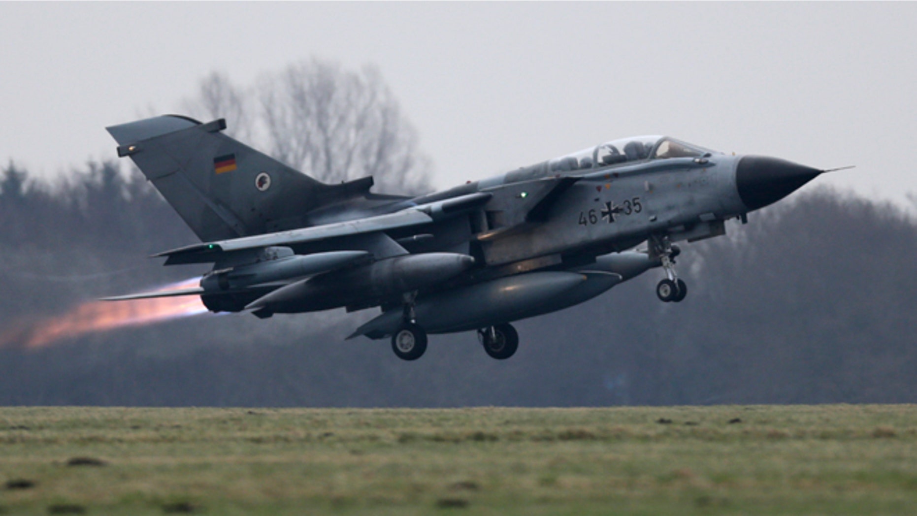 Dec. 10, 2015: A German air force Tornado jet takes off from the German army Bundeswehr airbase in Jagel, northern Germany.