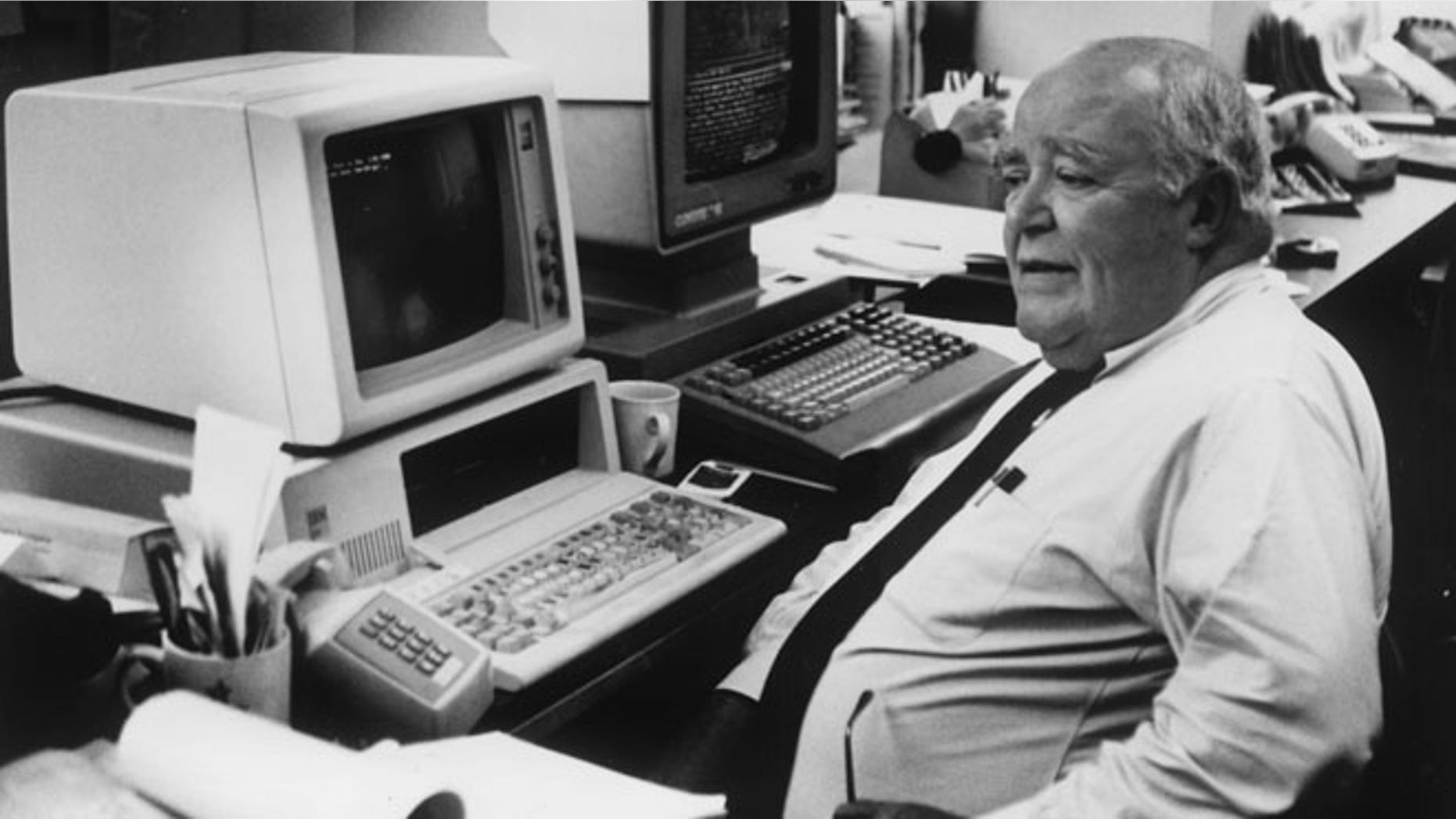 An undated photo shows Jack W. Germond, syndicated columnist and TV commentator, at his home in Charles Town, W.Va.