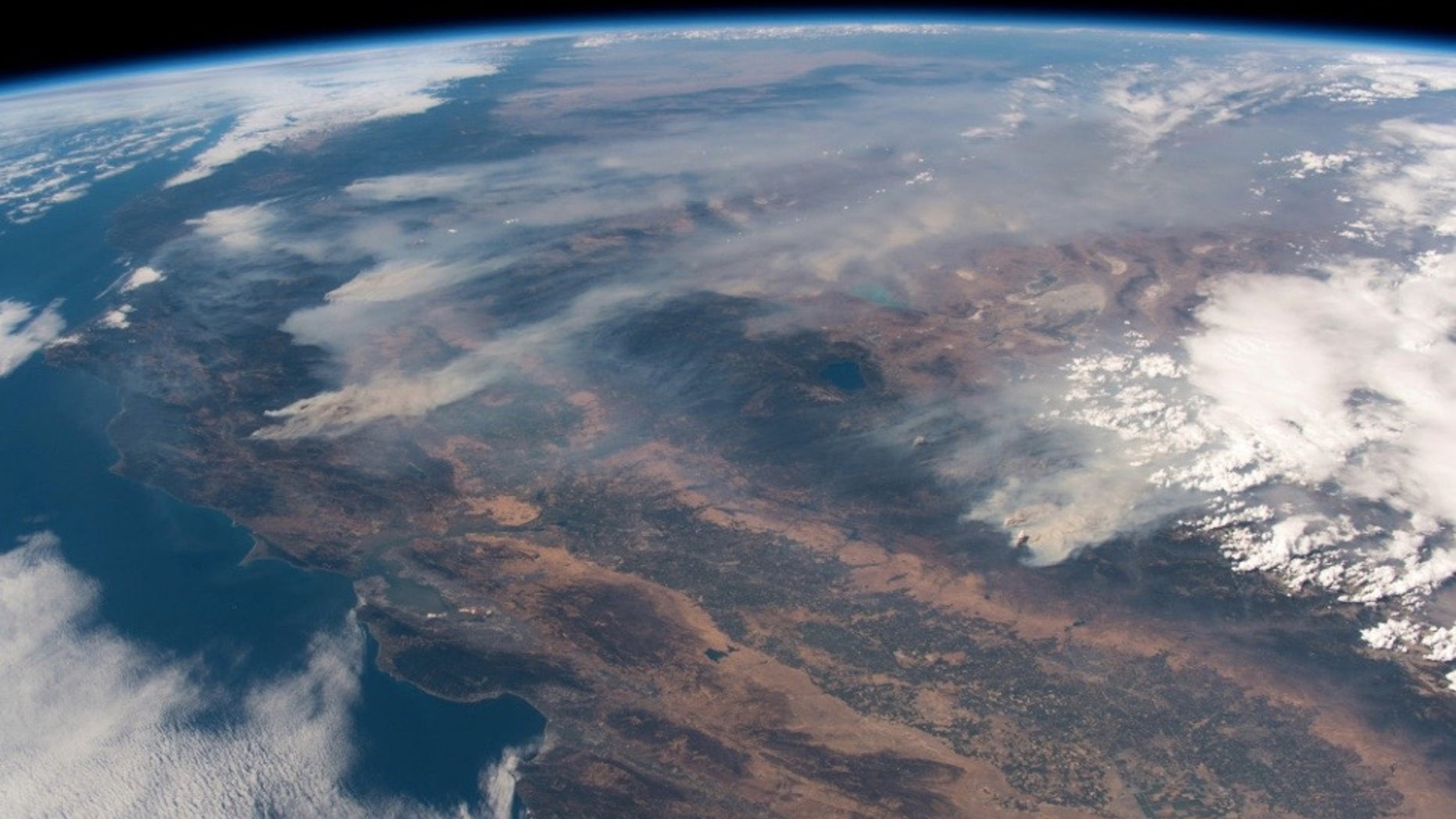 European Space Agency astronaut Alexander Gerst posted this view of the California wildfires, as seen from the International Space Station (ISS), on Twitter on Aug. 3, 2018.