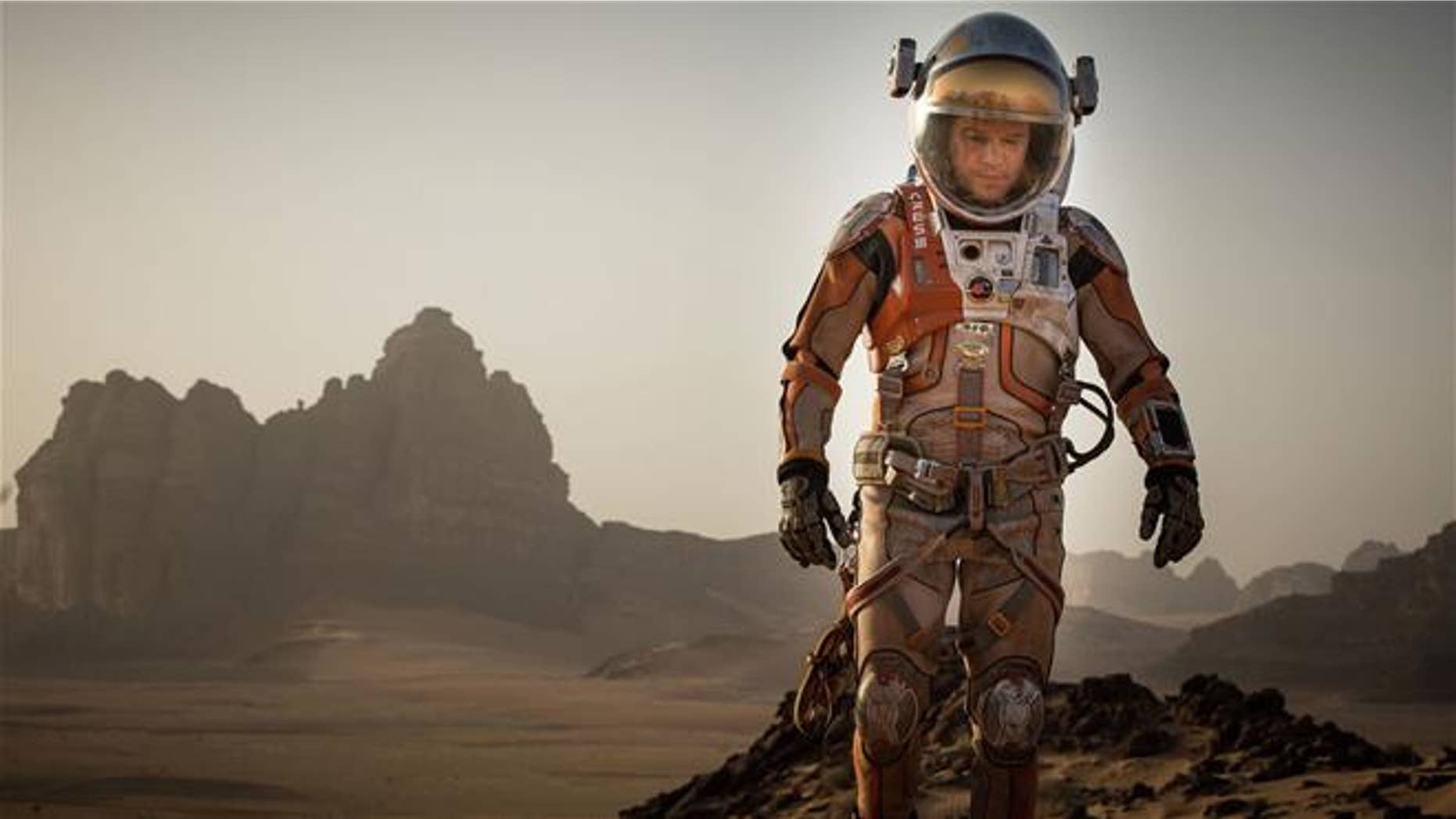 This photo released by 20th Century Fox shows Matt Damon in a scene from the film, "The Martian."
