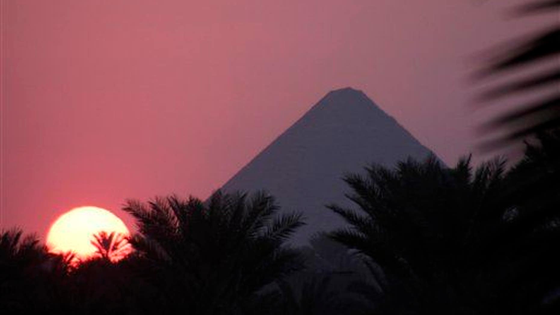 An ancient Dahshur pyramid is captured in silhouette in this file photo.