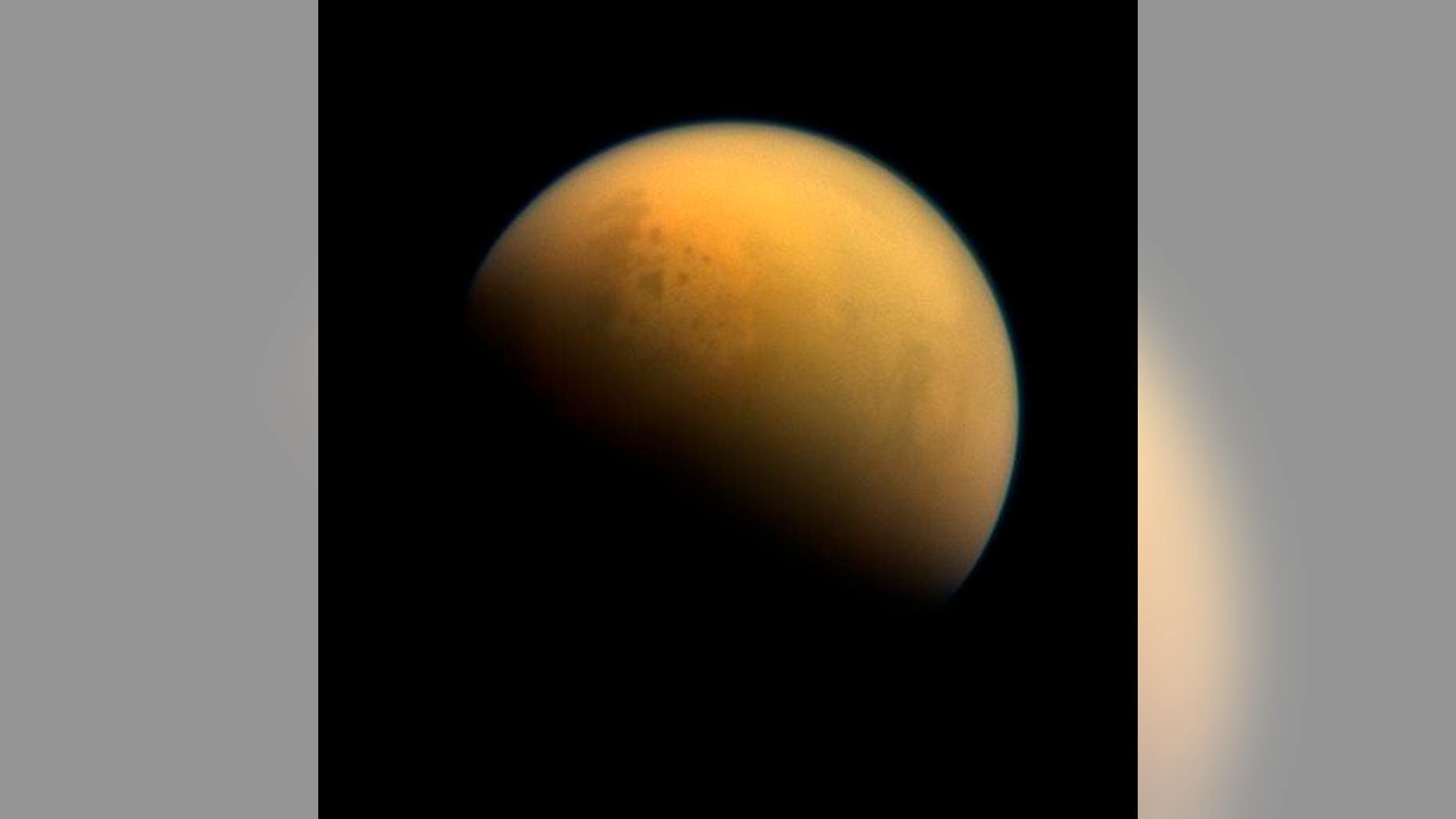 NASA image shows the hazy atmosphere of Saturn's largest moon, Titan.