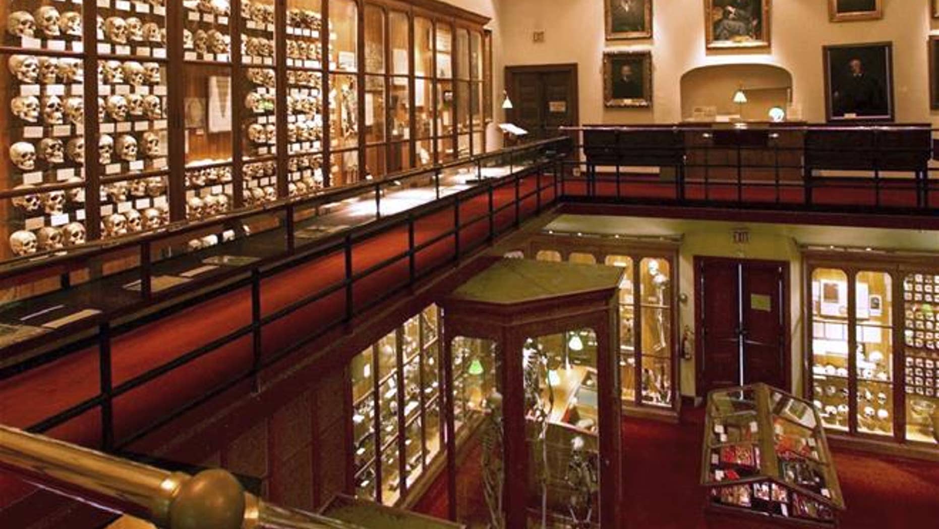 This July 12, 1999, file photo shows a portion of the two floors of the Mutter Museum, a medical museum in Philadelphia.