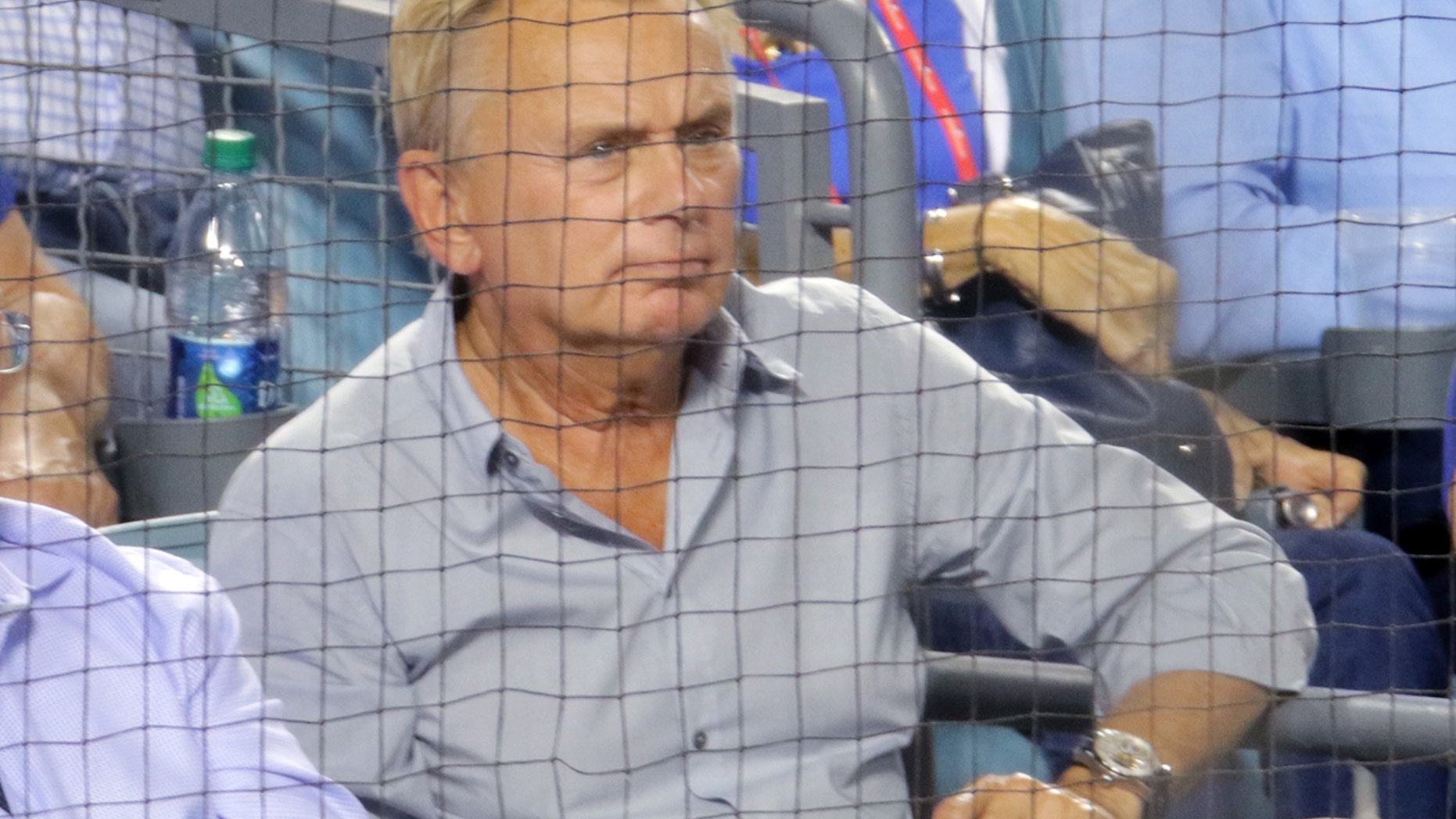 Pat Sajak takes in Game 2 of the World Series at Dodger's Stadium.