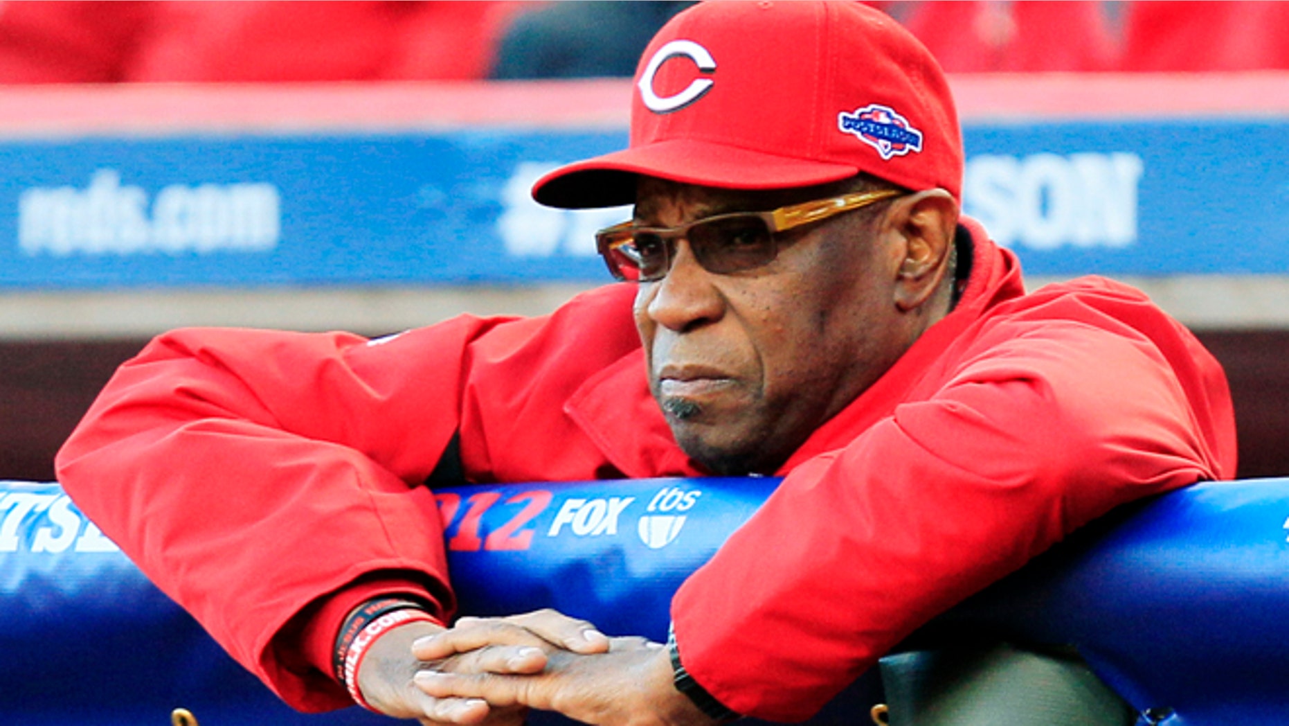 Oct. 9, 2012: Cincinnati Reds manager Dusty Baker watches from the dugout in the first inning during Game 3 of the National League division baseball series against the San Francisco Giants in Cincinnati.
