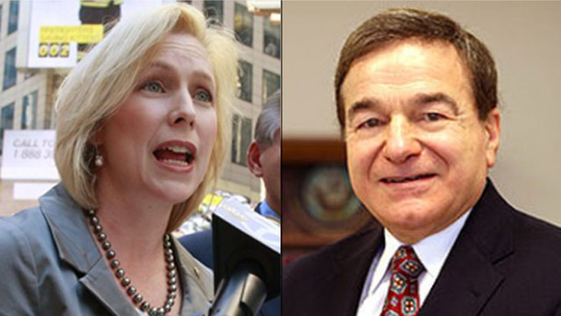 Shown here are New York Sen. Kirsten Gillibrand, left, and opponent Joe DioGuardi.