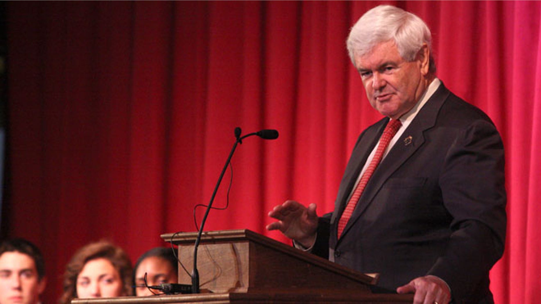 April 25, 2012: Newt Gingrich talks with students at Thomas Jefferson Classical Academy in Rutherford, N.C.