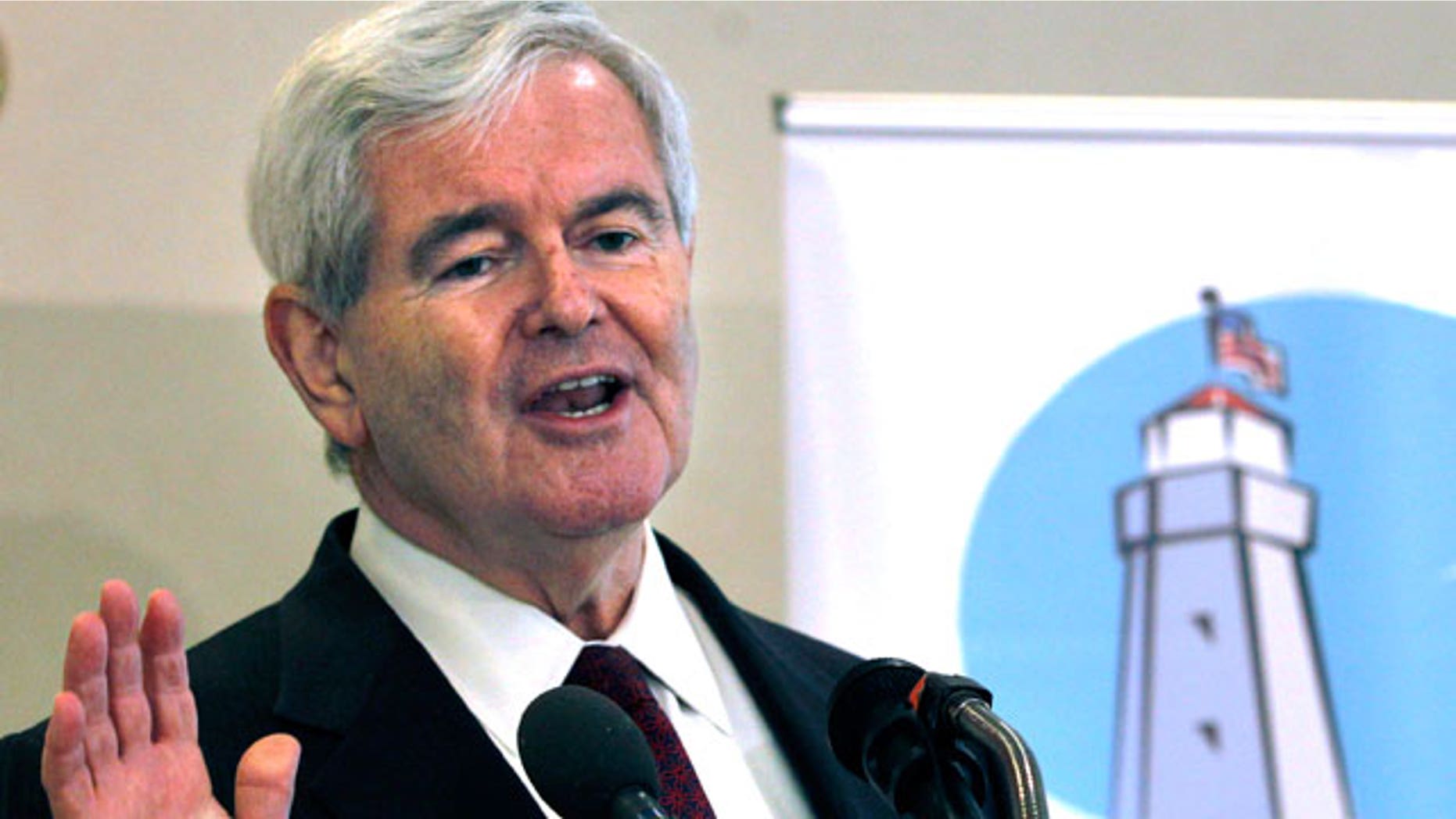 Republican presidential hopeful, former House Speaker Newt Gingrich speaks at the Portsmouth Country Club in Portsmouth, N.H., Thursday, May 26, 2011, to a breakfast meeting of the Seacoast Republican Women. (AP)