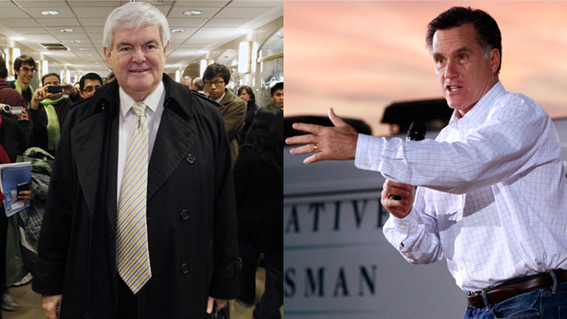 Newt Gingrich and Mitt Romney out and about the day after South Carolina's GOP presidential primary awarded Gingrich the victory.