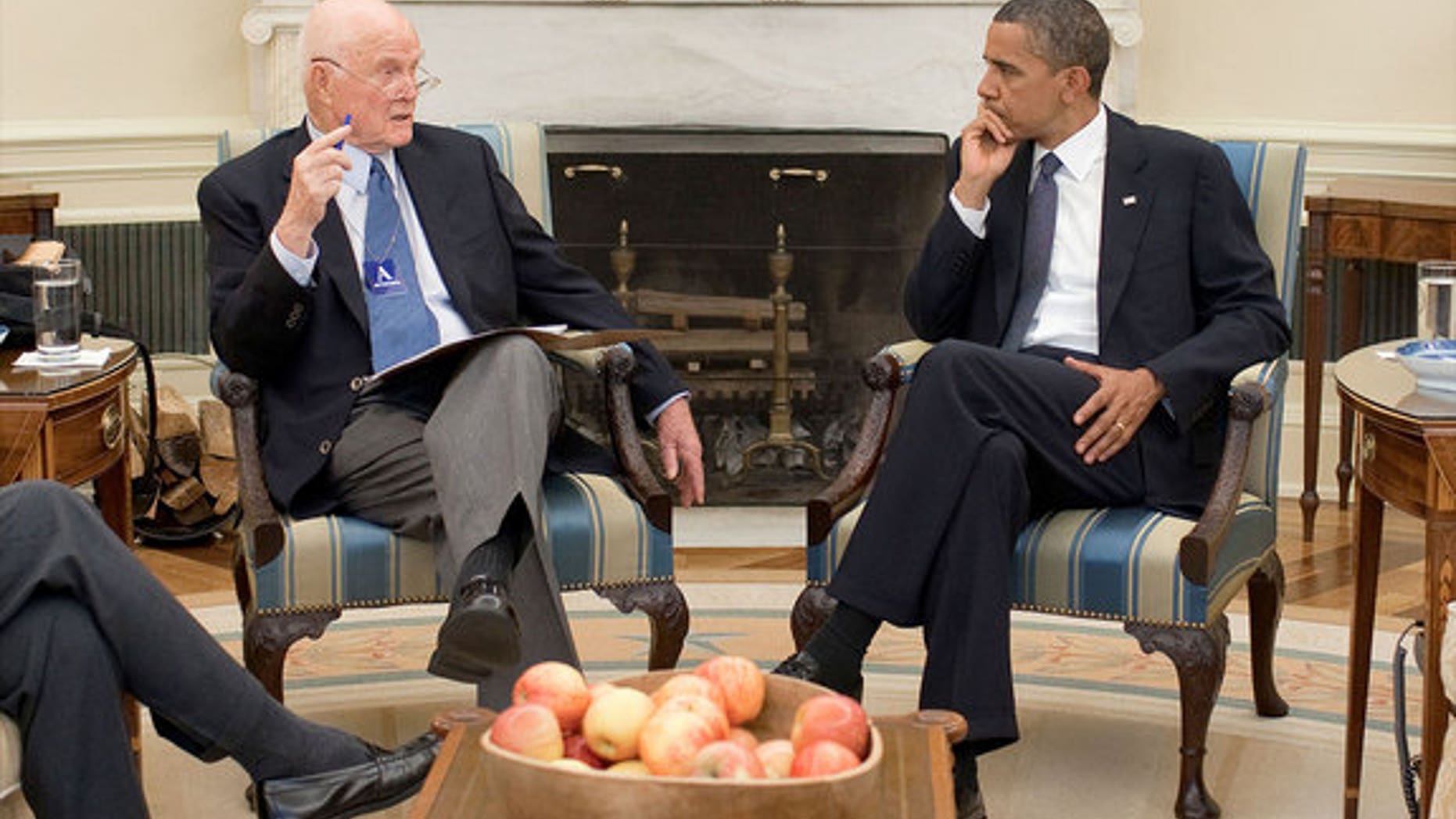 President Barack Obama meets with former Sen. John Glenn in the Oval Office at the White House in July 2010. Obama will present Glenn with the Presidential Medal of Freedom.
