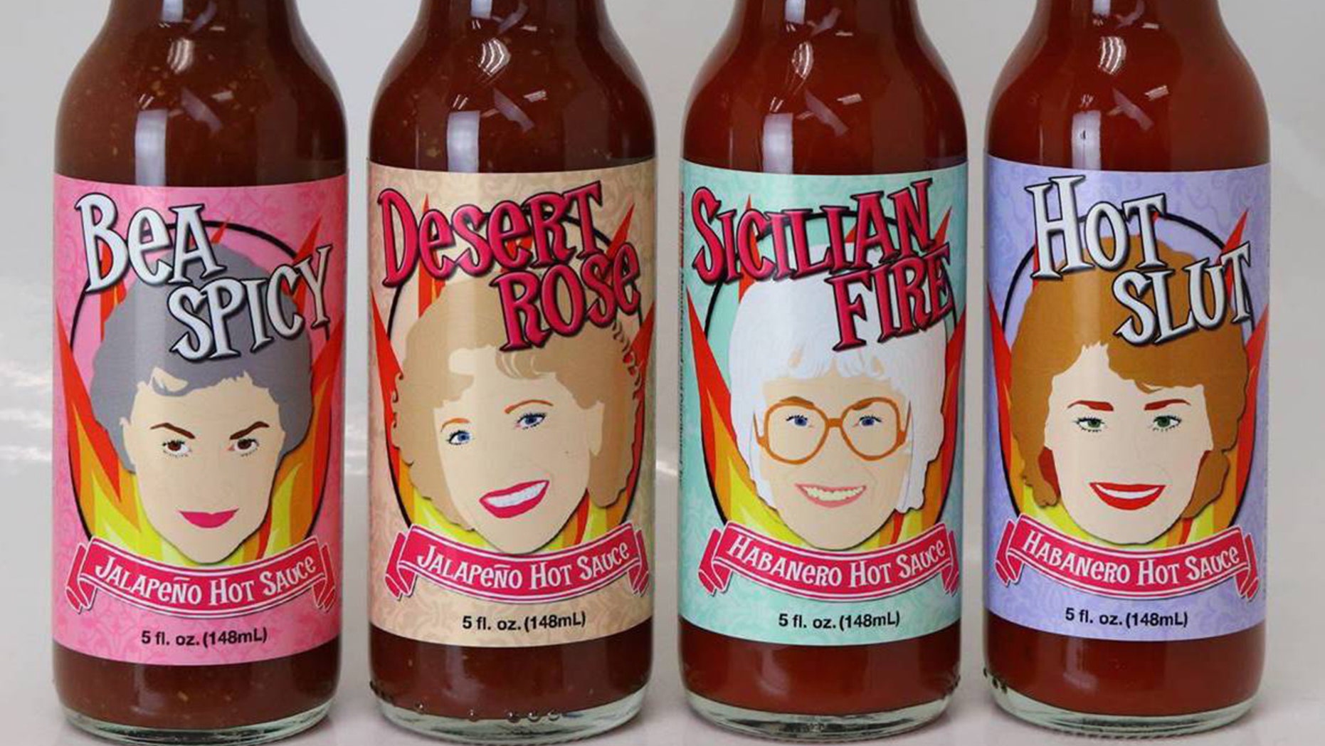 "The Golden Girls" fab four have been turned into some ultra-spicy hot sauces here to punch up bland meals.