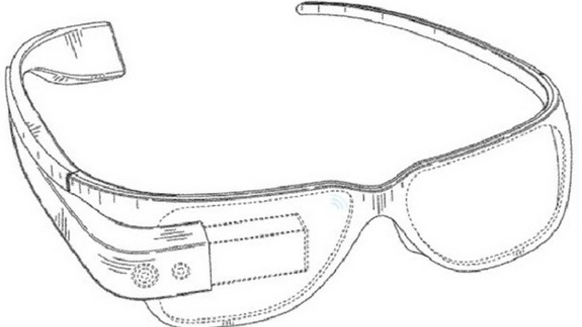 An image of the Google Glasses from the company's filed patent.