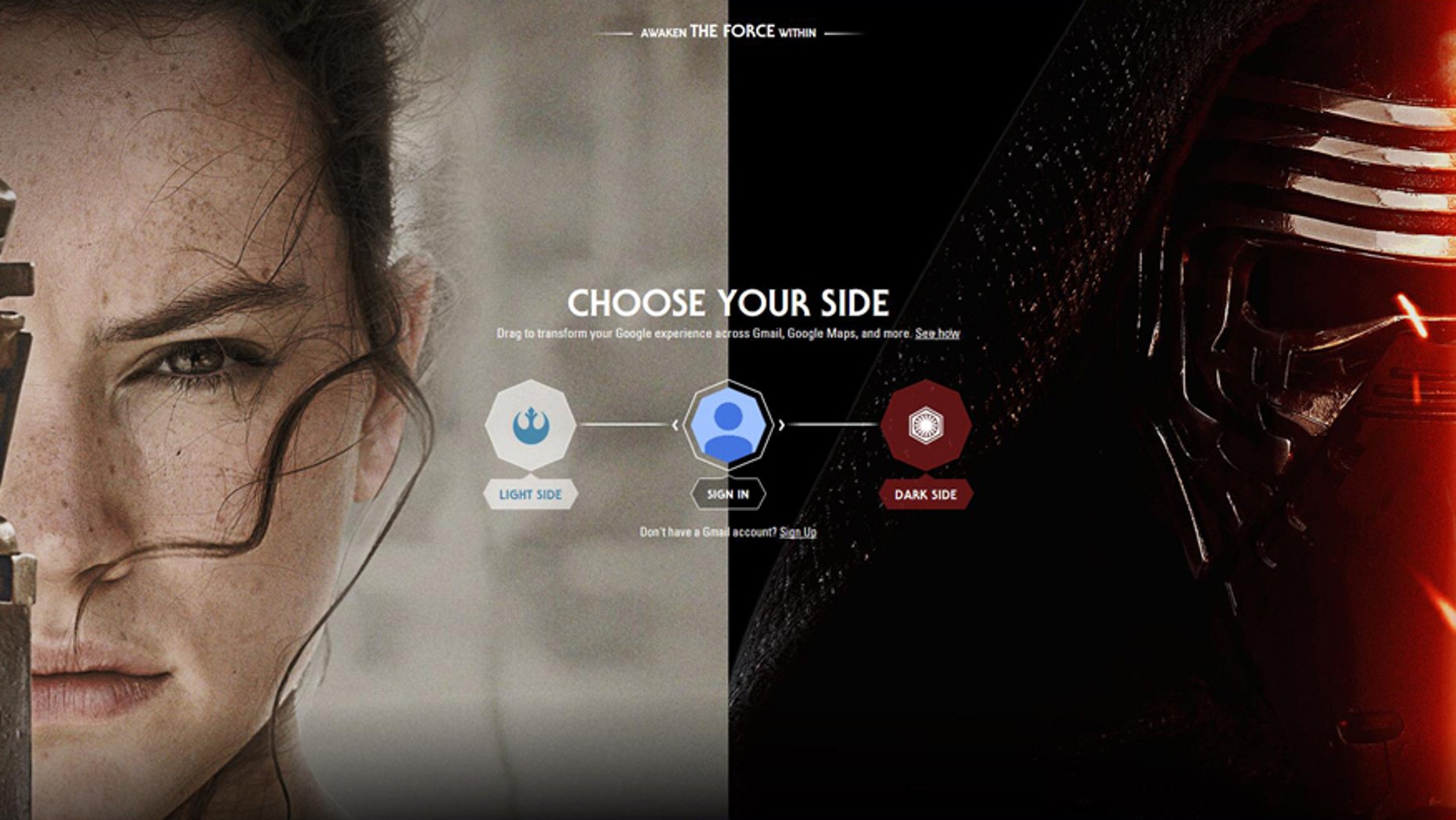 (Screenshot from www.google.com/starwars/)