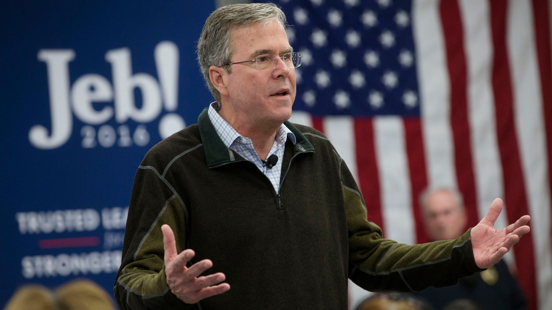 Republican presidential candidate, former Florida Gov. Jeb Bush speaks during a campaign stop at Sturm, Ruger & Co. Inc., Thursday, Jan. 21, 2016, in Newport, N.H. (AP Photo/John Minchillo)