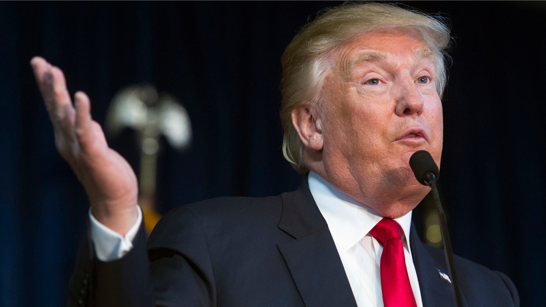 Dec. 2, 2015: Republican presidential candidate Donald Trump speaks during a campaign rally at the Prince William County Fair Ground in Manassas, Va. (AP Photo/Cliff Owen)