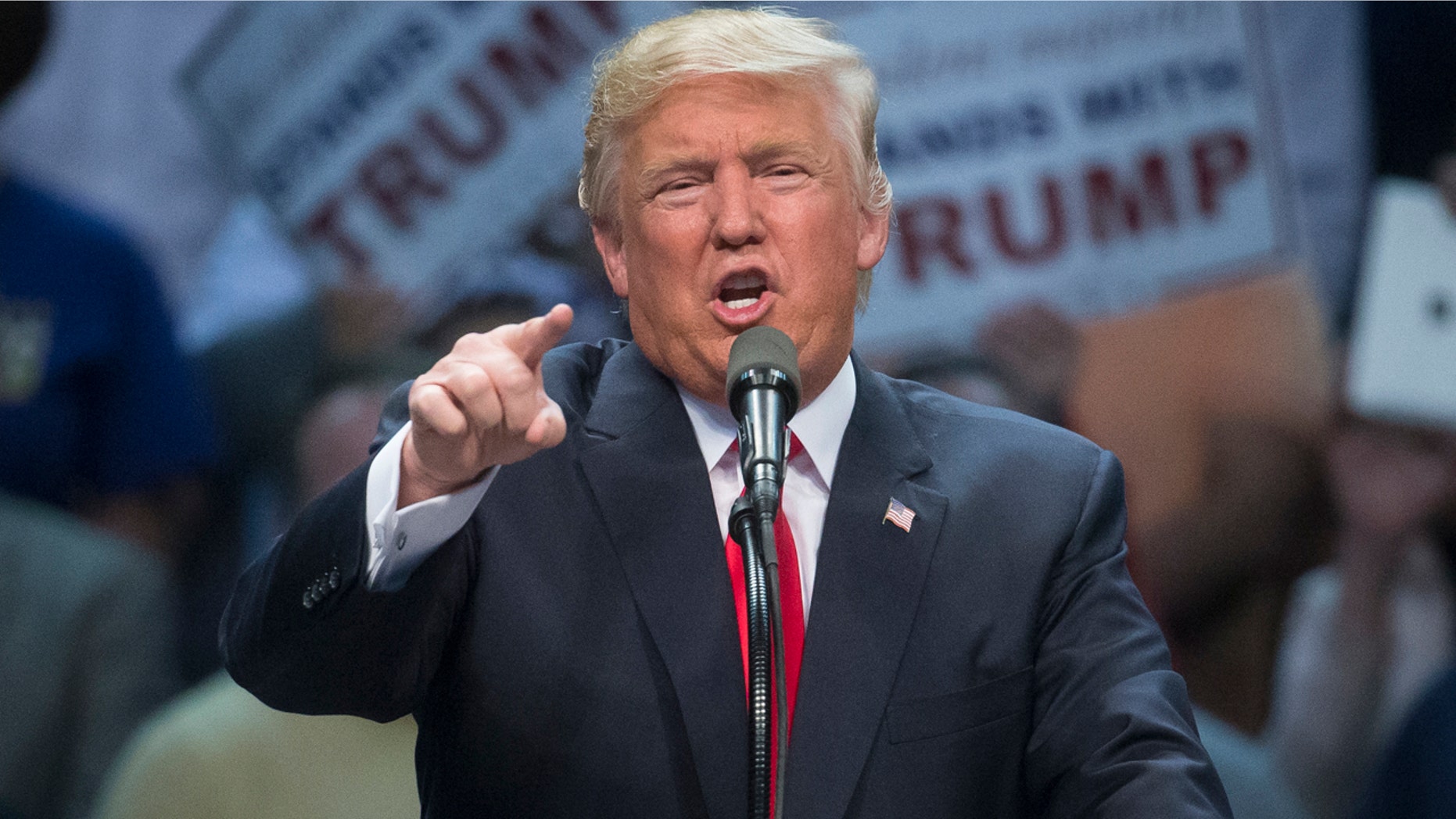 Republican presidential candidate Donald Trump speaks during a campaign stop at the First Niagara Center, Monday, April 18, 2016, in Buffalo, N.Y. (AP Photo/John Minchillo)