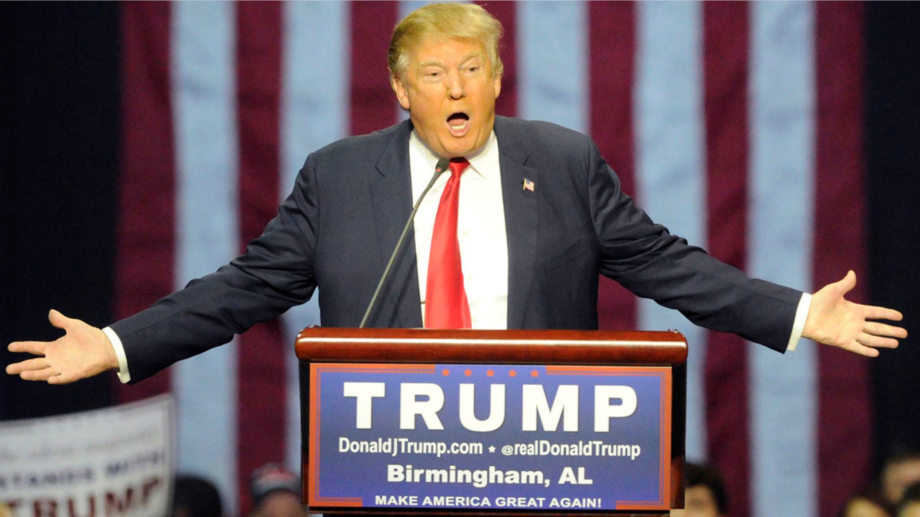 Nov. 21, 2015: Republican presidential candidate Donald Trump speaks during a campaign stop in Birmingham, Ala. (AP Photo/Eric Schultz)
