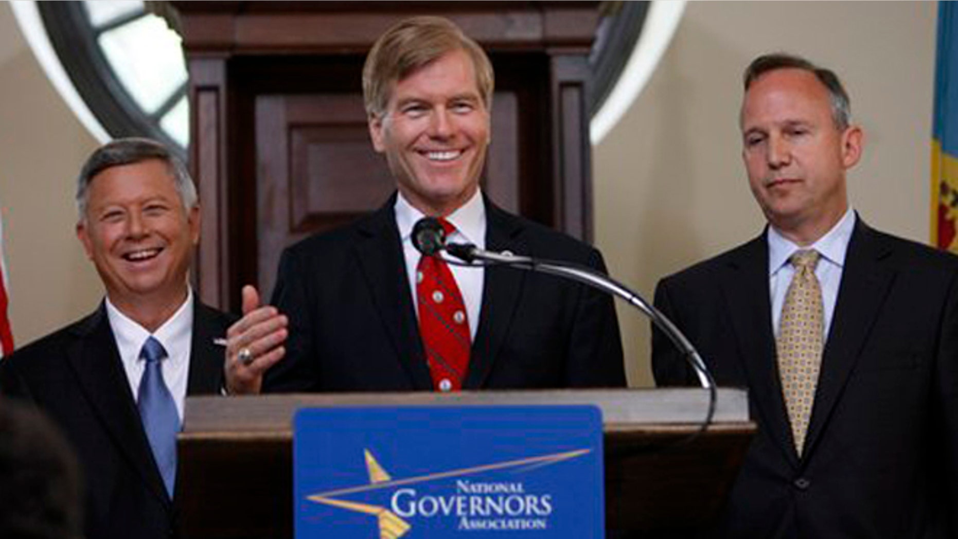 July 13, 2012: (Fr. left) Govs. Dave Heineman, R-Nebraska; Bob McDonnell, R-Virginia; Jack Markell, D-Delaware, at the National Governors Association meeting in Williamsburg, Va.