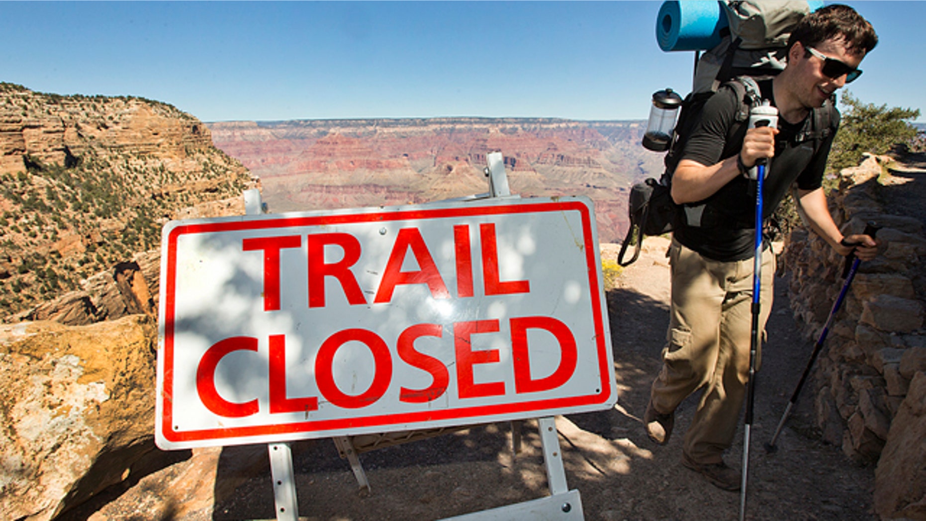 Oct. 1, 2013: Sebastian Ramirez of Austin hikes out of the Bright Angel Trail in Grand Canyon National Park. Beginning at 6 am, visitors were told the park was closed and they could not visit.