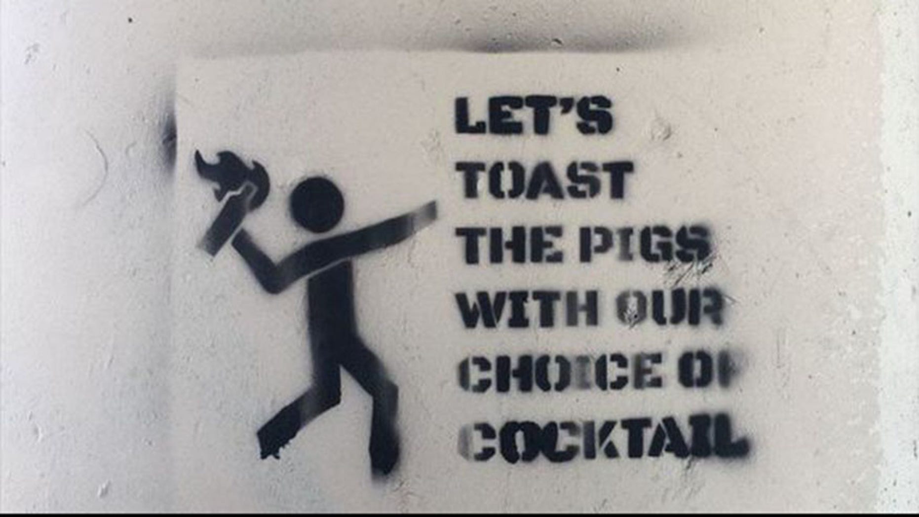 Anti-police graffiti spray painted in a South Philadelphia neighborhood.