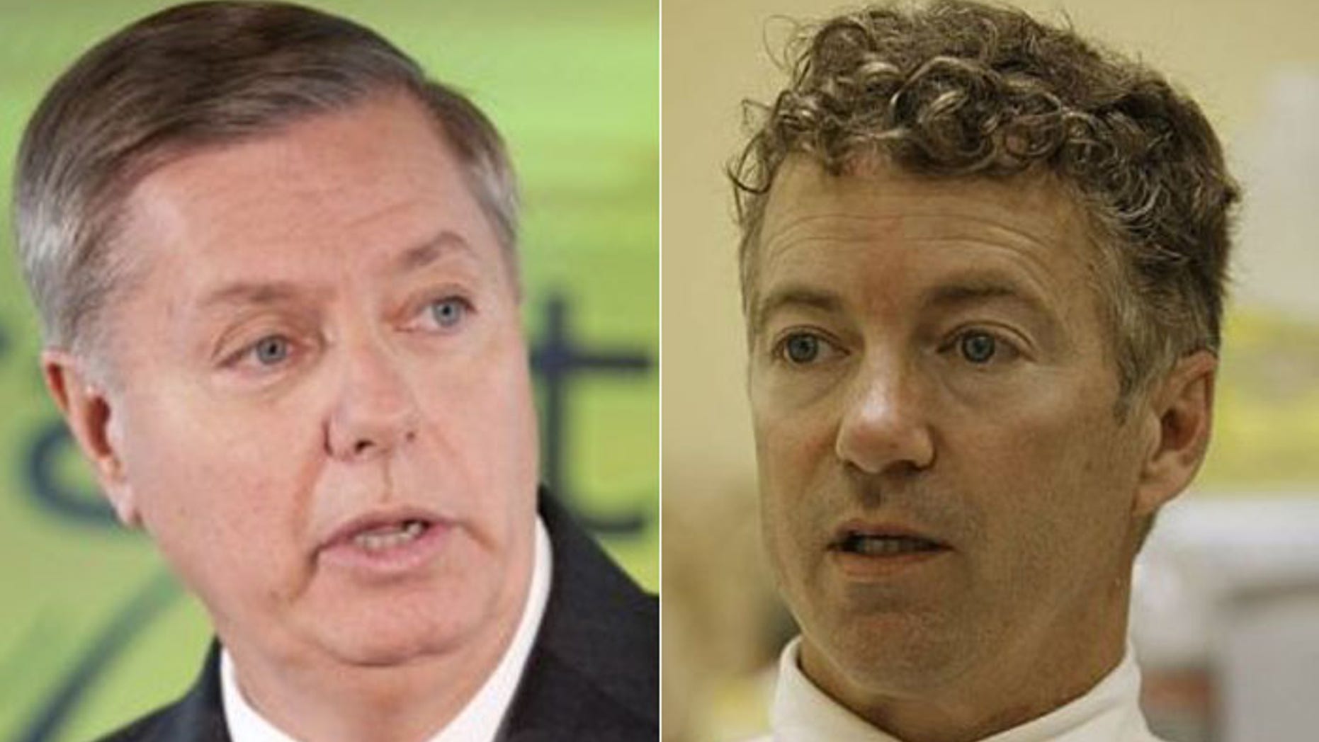 Senators Lindsay Graham (l.) and Rand Paul (r.) agree that the Guantanamo Bay detainees are "crazy bastards," but disagree on what to do with them. (AP)