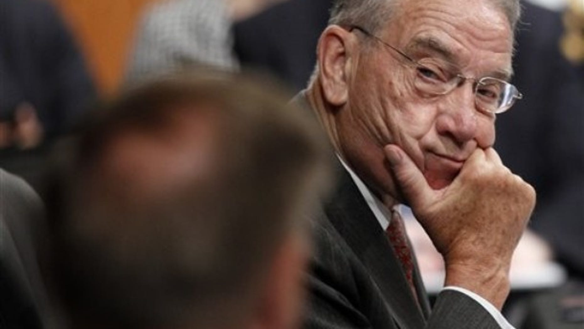 Sen. Chuck Grassley, R-iowa, looks at Sen. Lindsey Graham, R-S.C. , during a markup hearing of the Senate Judiciary Committee on July 20, 2010. (AP)