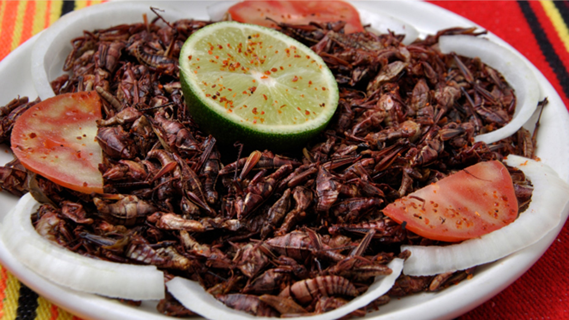 Grasshoppers (chapulines) are eaten predominantly in Mexico's Oaxaca region.
