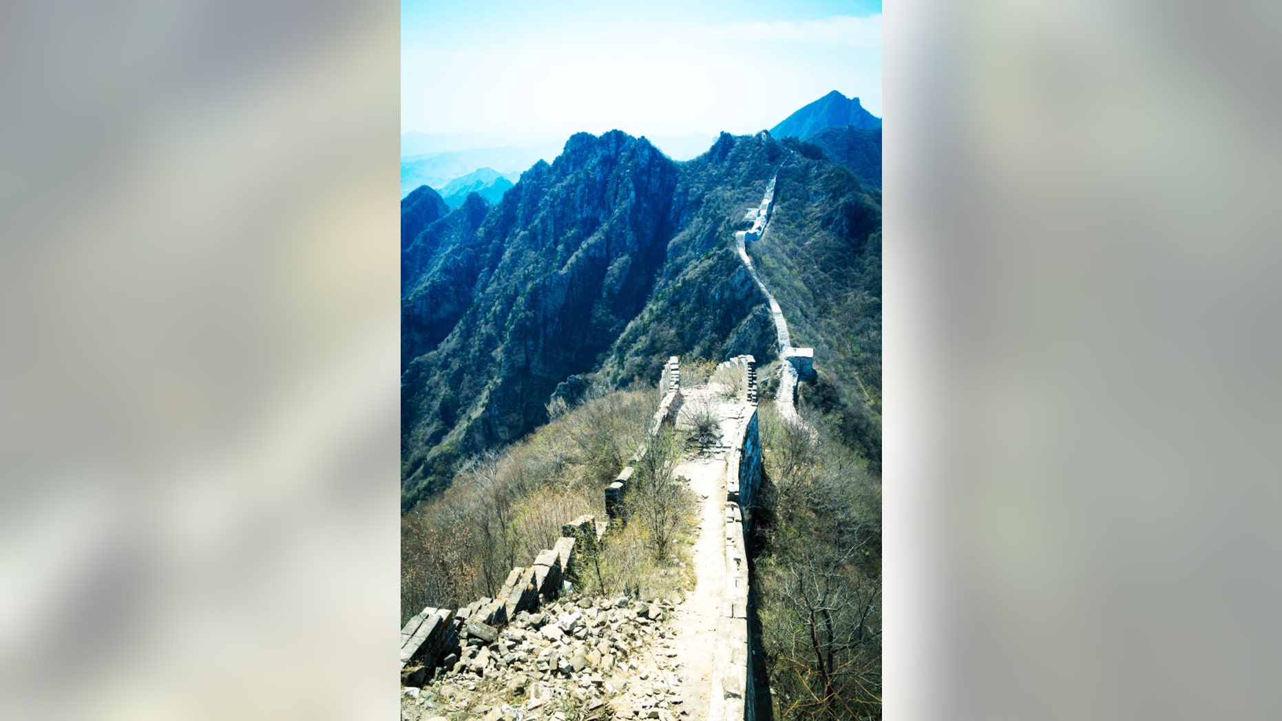 The Great Wall at Jiankou is known for its steep mountain peaks.