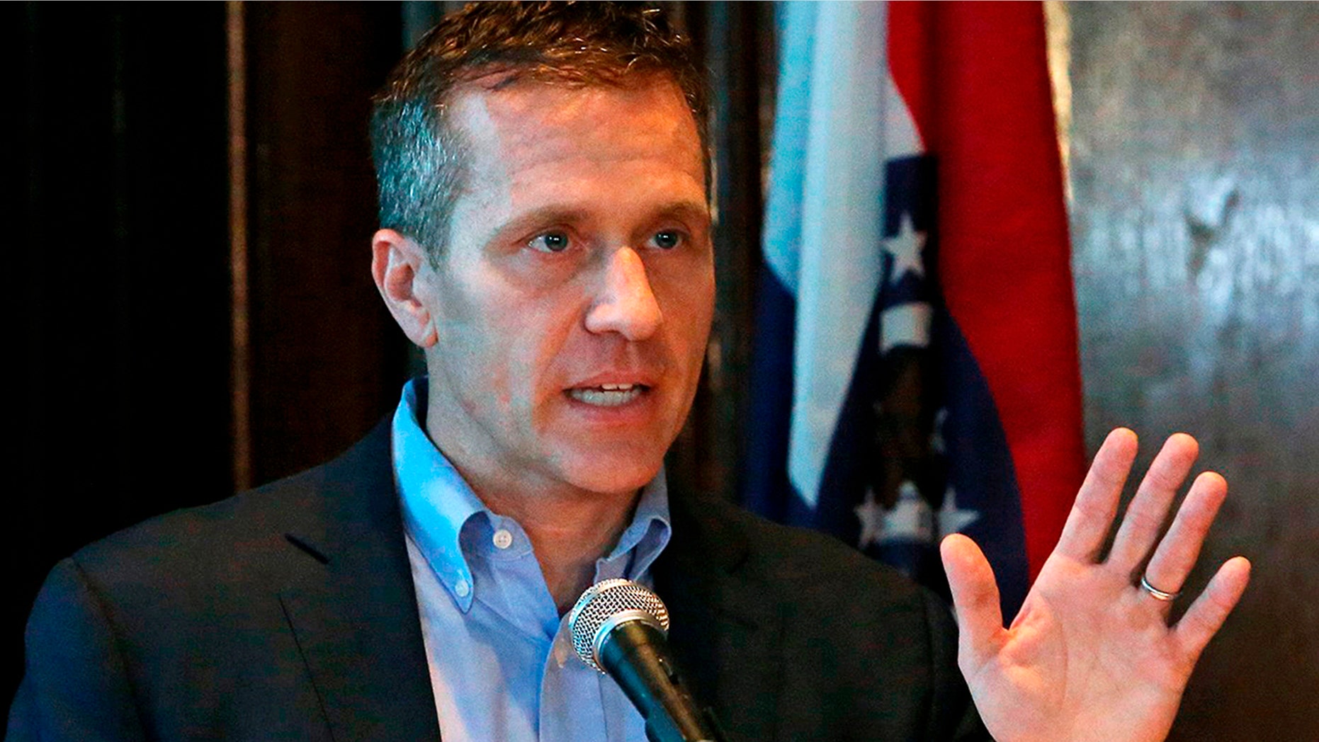 Missouri Gov. Eric Greitens is pictured at a news conference on April 11, 2018.