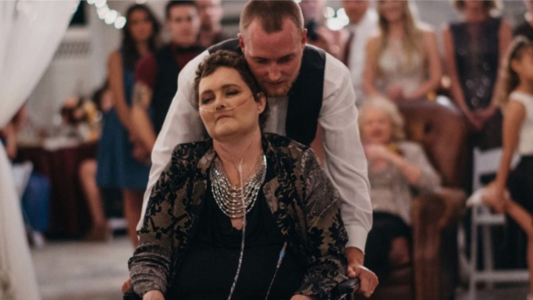Tyler Crosby and his mother, Dot, share a dance at his wedding.