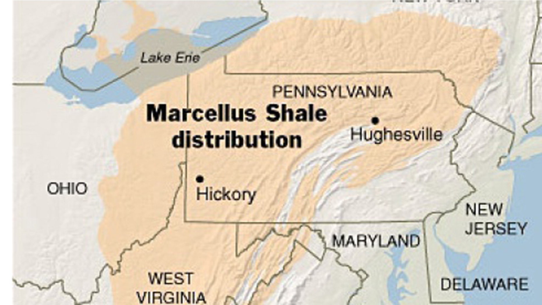 The vast Marcellus shale deposit spans below portions of six different U.S. states.