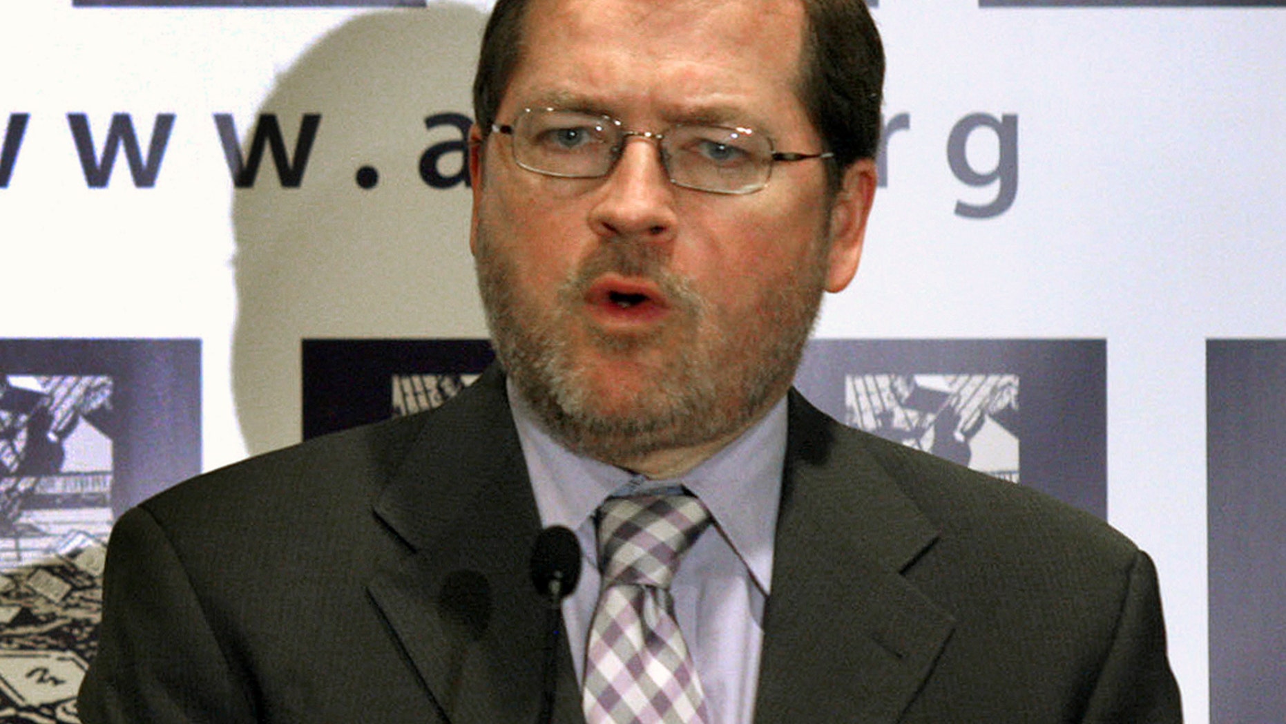 In this April 14, 2011, file photo Americans for Tax Reform President Grover Norquist speaks on Capitol Hill in Washington.
