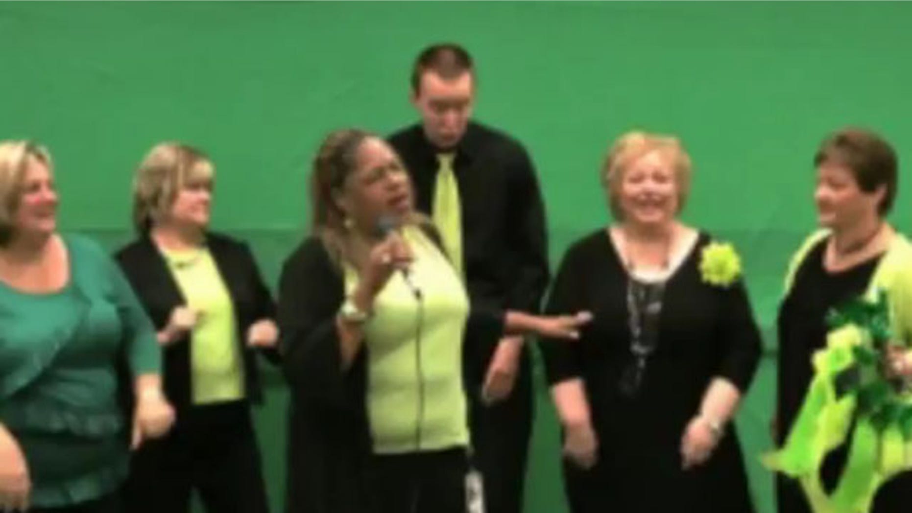 Shown here is an image from one of the mock music videos made for a General Services Administration conference in 2010.