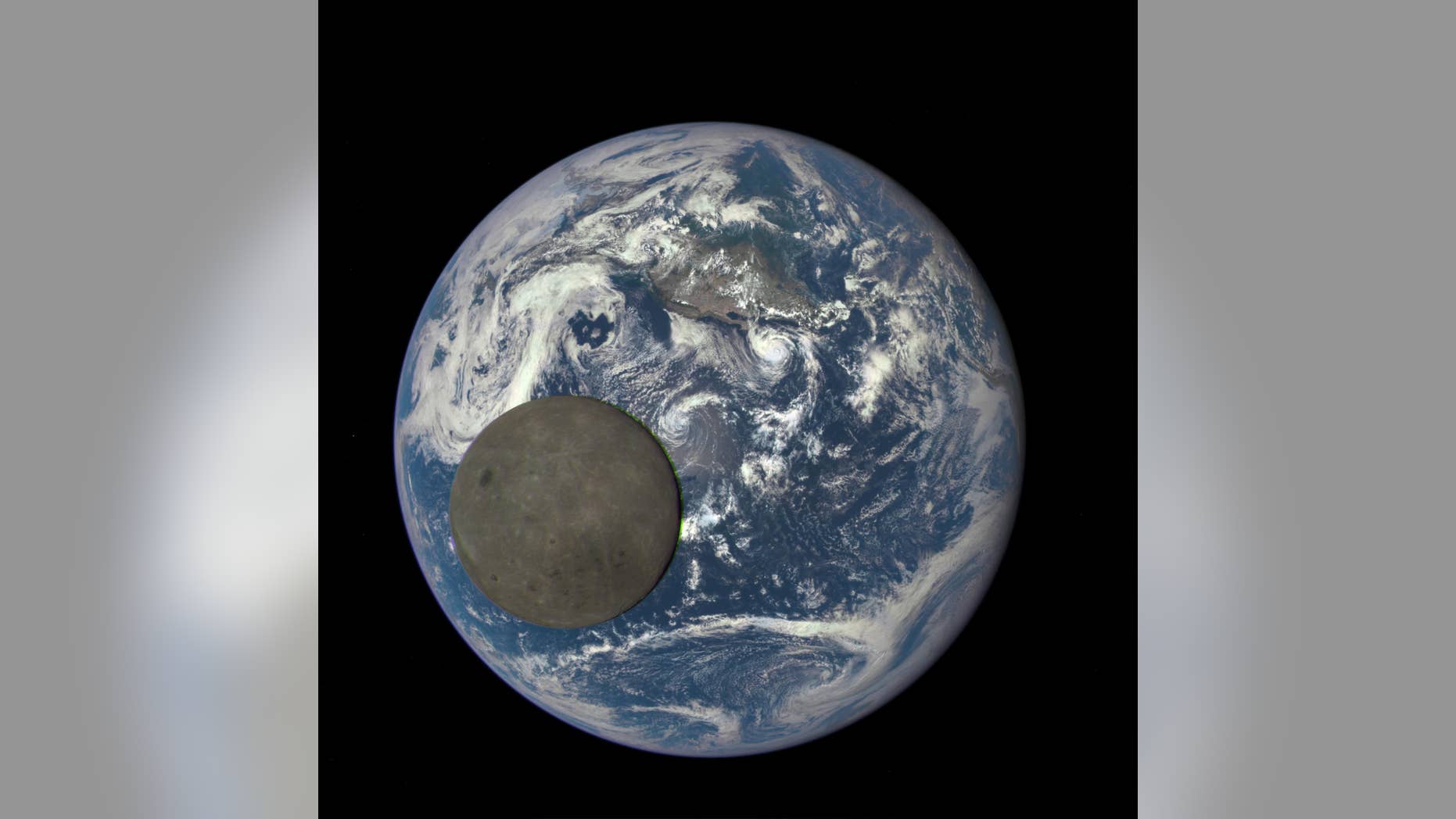 The length of Earth's day is slowing down at a glacial pace of 1.8 milliseconds every 100 years. This image shows the Earth and moon as seen by NASA's Deep Space Climate Observatory satellite 1 million miles away.