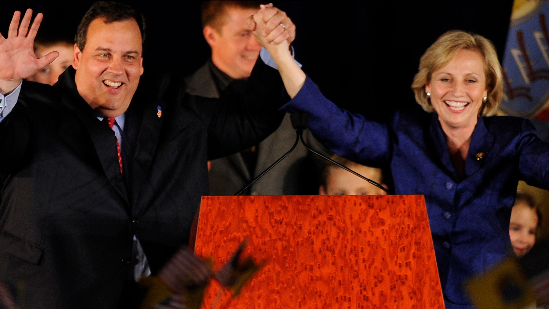 Governor Chris Christie and Lt. Governor Kim Guadagno on November 3, 2009 in Parsippany New Jersey.