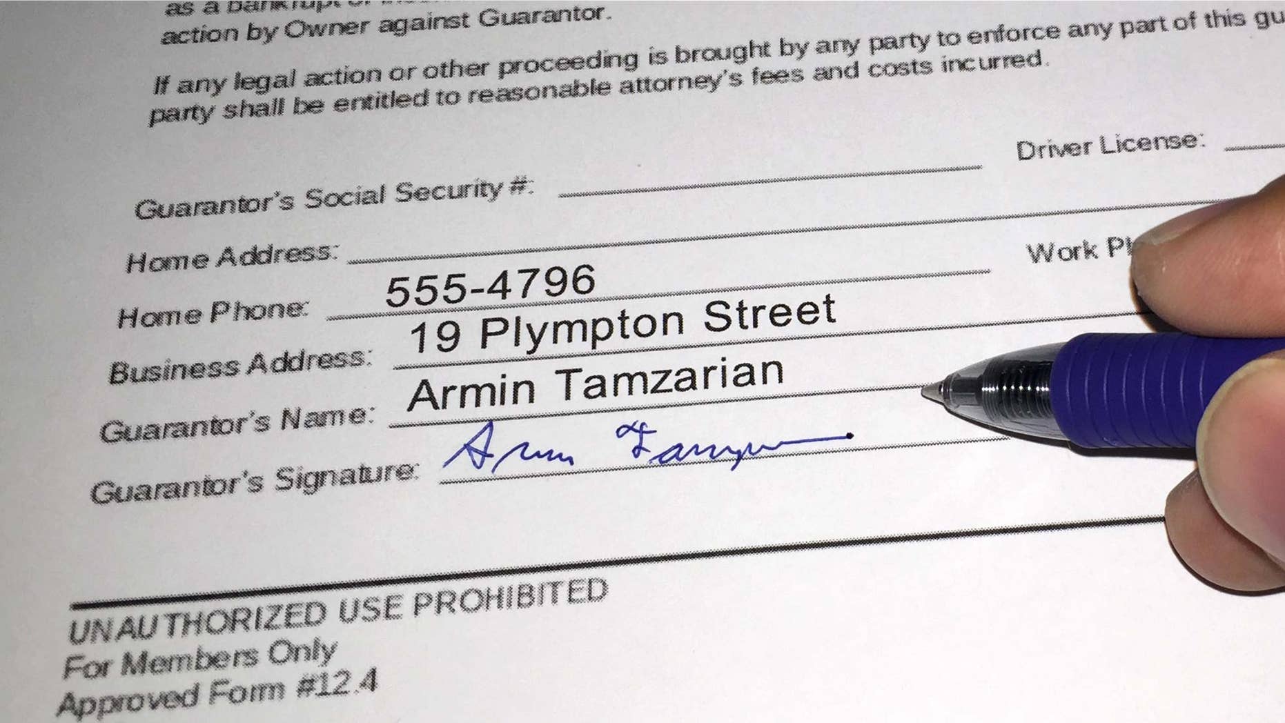Guarantor form