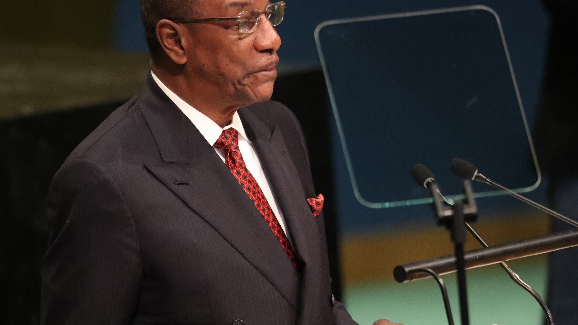 President Alpha Conde of Guinea addresses the 71st United Nations General Assembly in Manhattan, New York, U.S.