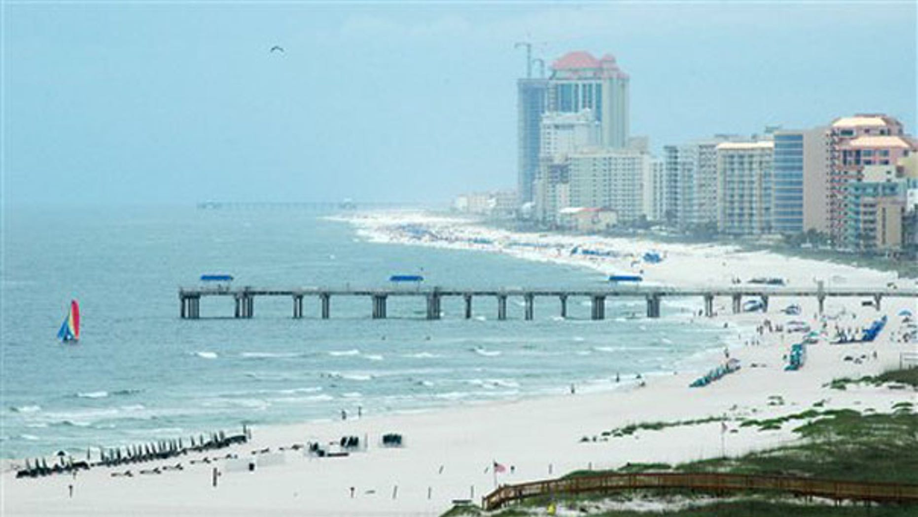 Shown here is the shoreline of Orange Beach, Ala., on June 3, an area potentially vulnerable to the BP oil spill. (AP Photo)