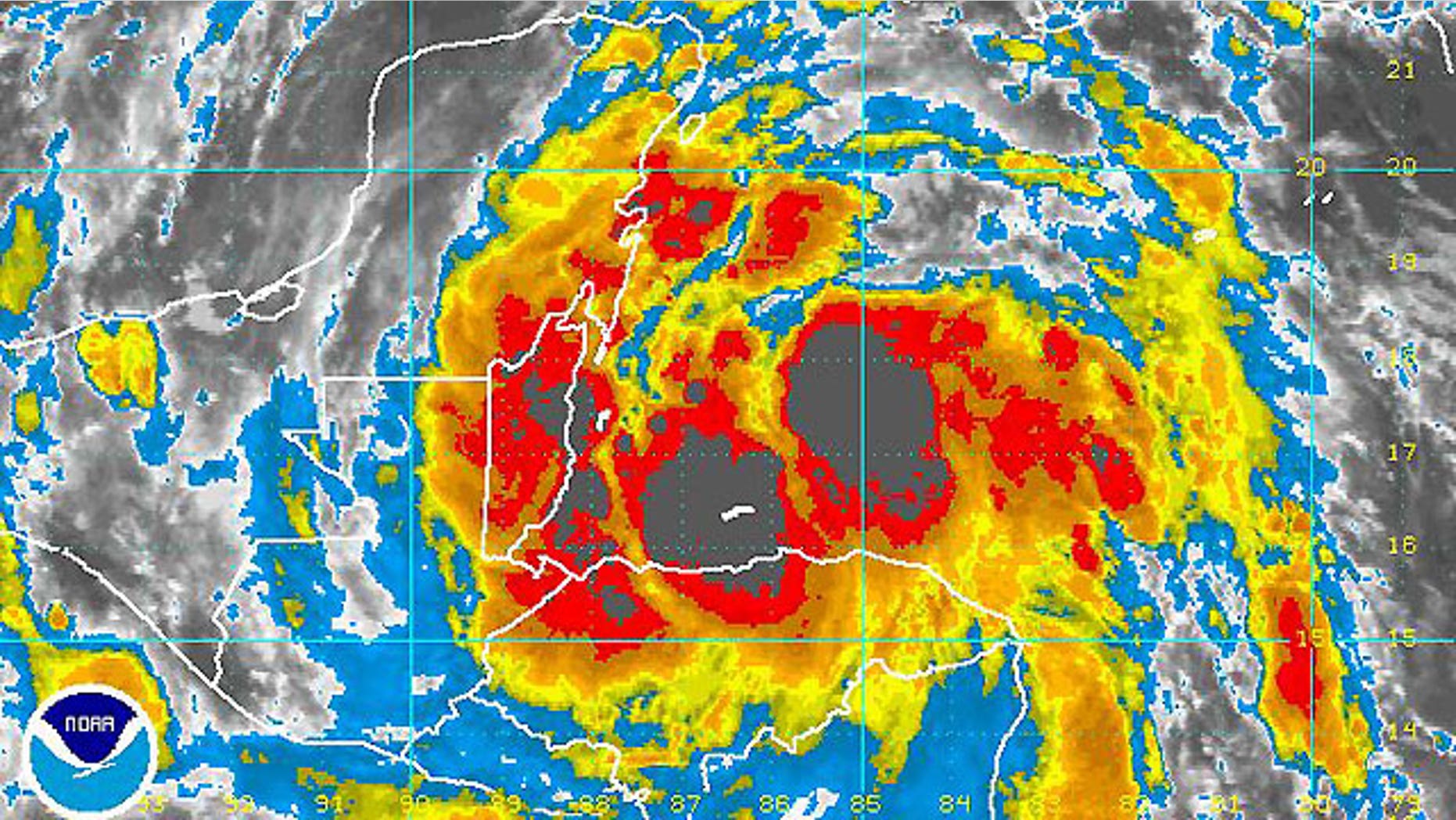 Tropical storm Alex hovers over the east coast of the Yucatan Peninsula.