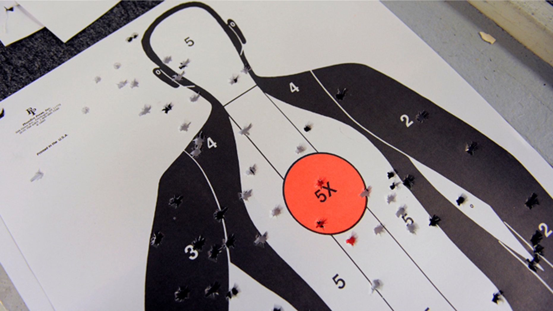 FILE: Dec. 15, 2012: A target from a commercial gun range in Sarasota, Florida.